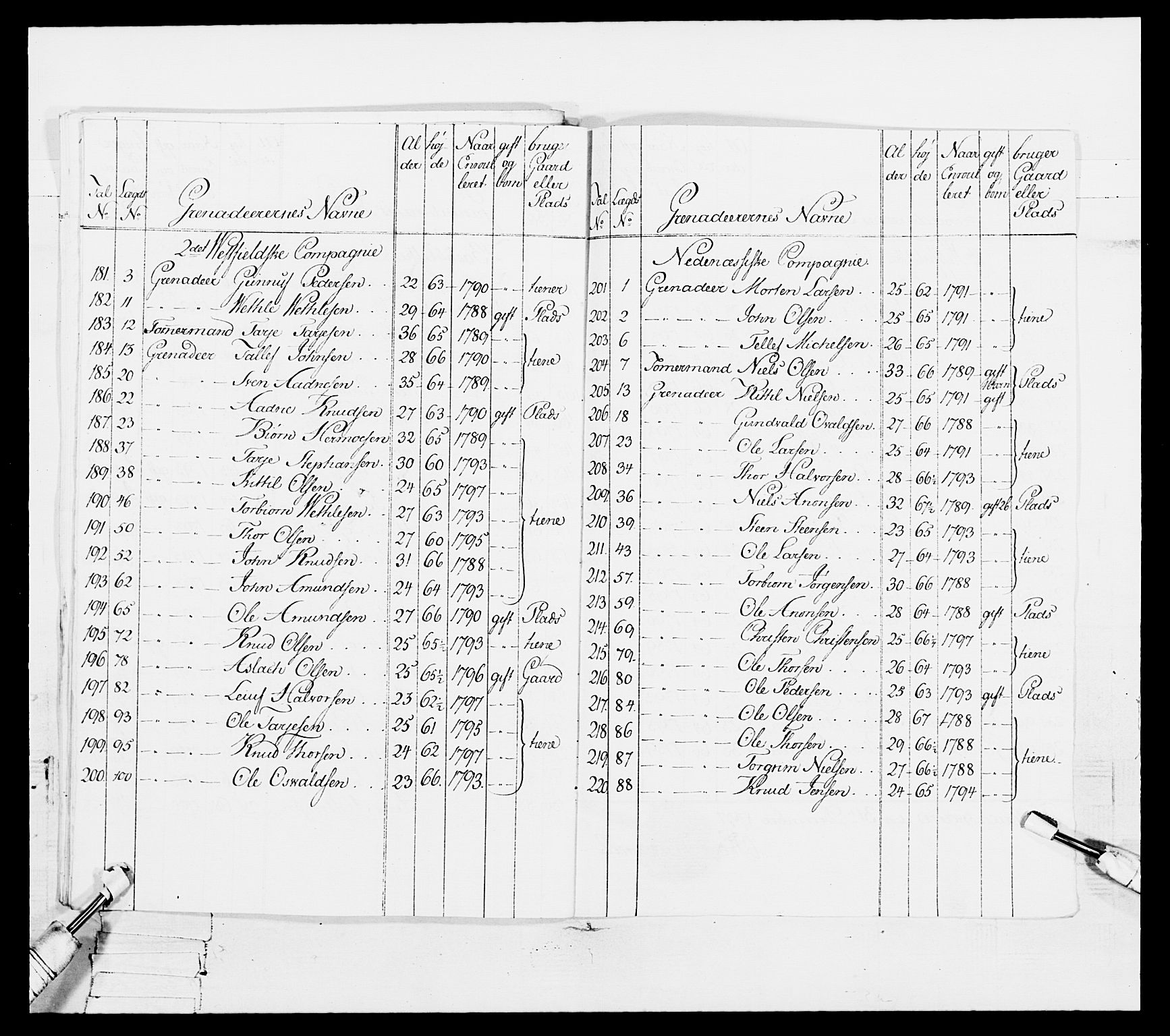 Generalitets- og kommissariatskollegiet, Det kongelige norske kommissariatskollegium, RA/EA-5420/E/Eh/L0114: Telemarkske nasjonale infanteriregiment, 1789-1802, p. 136