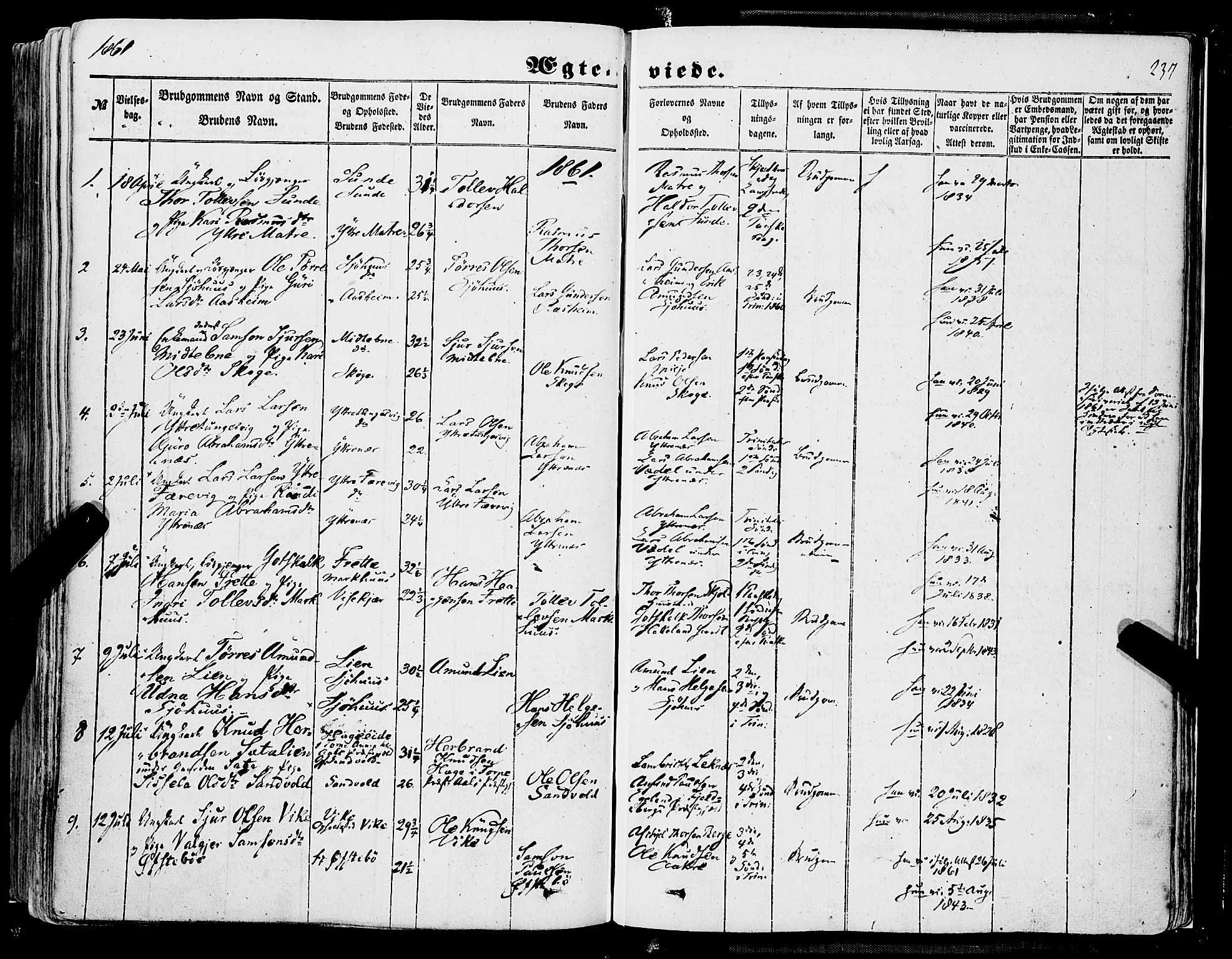 Skånevik sokneprestembete, SAB/A-77801/H/Haa: Parish register (official) no. A 5I, 1848-1869, p. 237