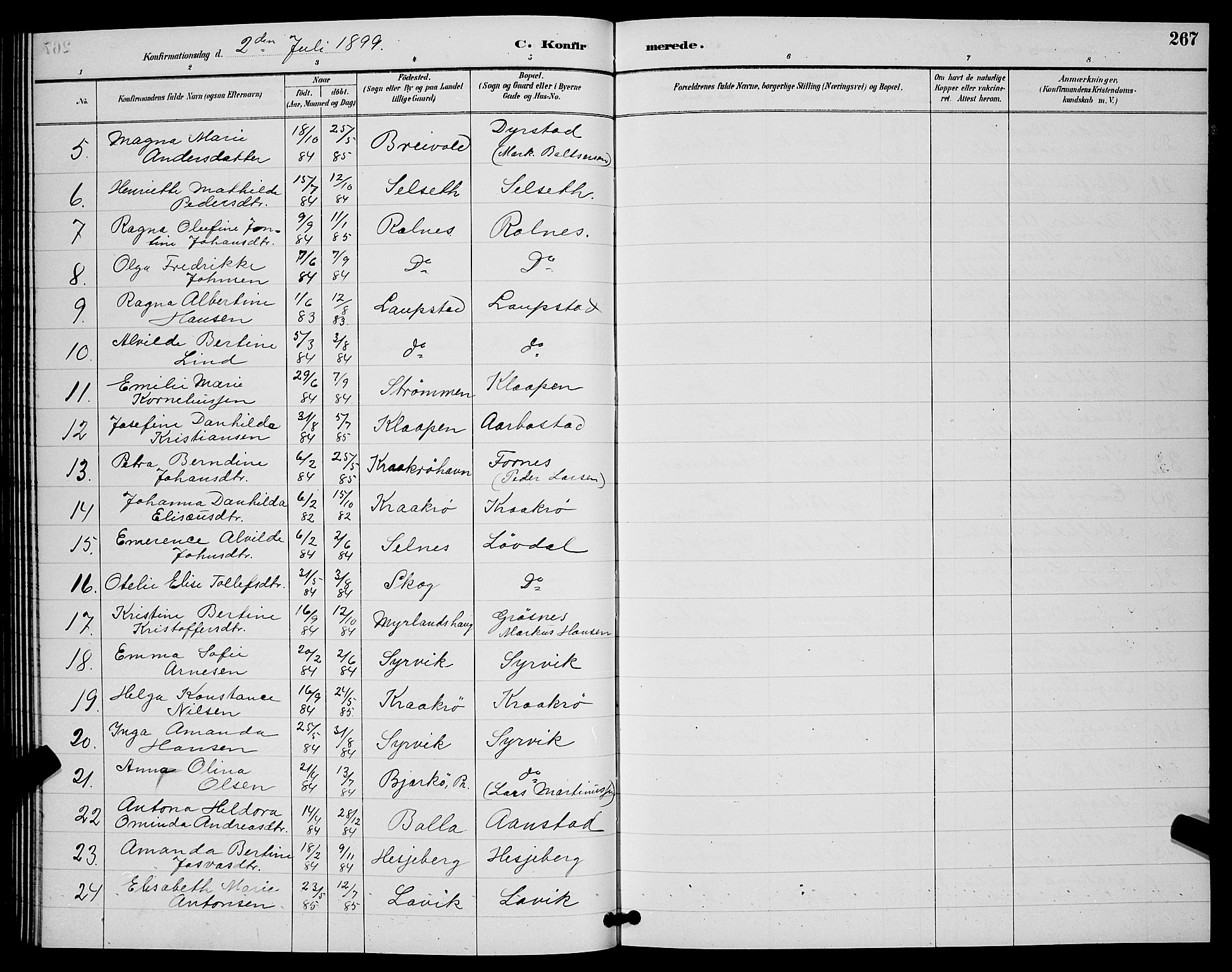 Ibestad sokneprestembete, SATØ/S-0077/H/Ha/Hab/L0008klokker: Parish register (copy) no. 8, 1890-1903, p. 267