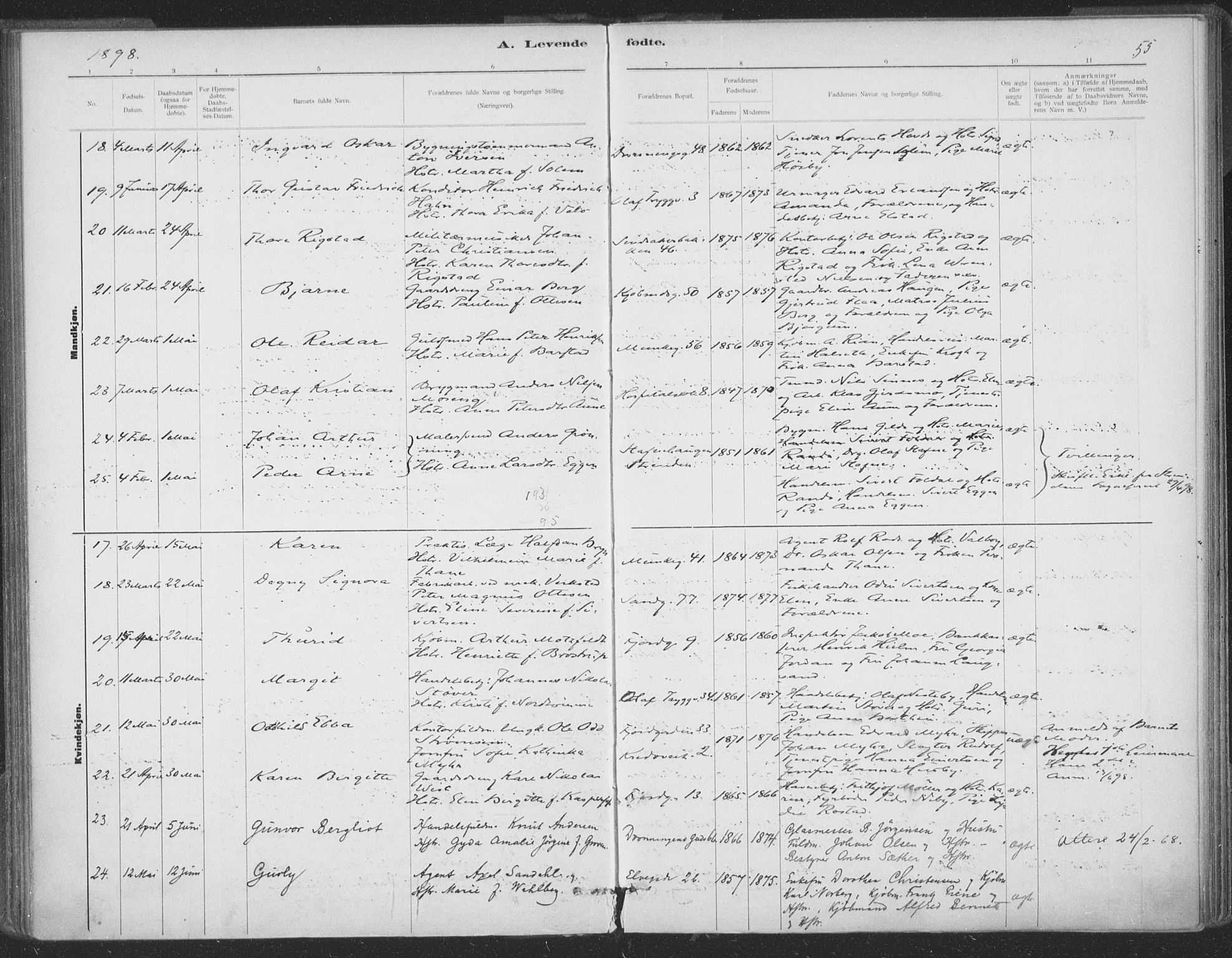 Ministerialprotokoller, klokkerbøker og fødselsregistre - Sør-Trøndelag, AV/SAT-A-1456/602/L0122: Parish register (official) no. 602A20, 1892-1908, p. 55