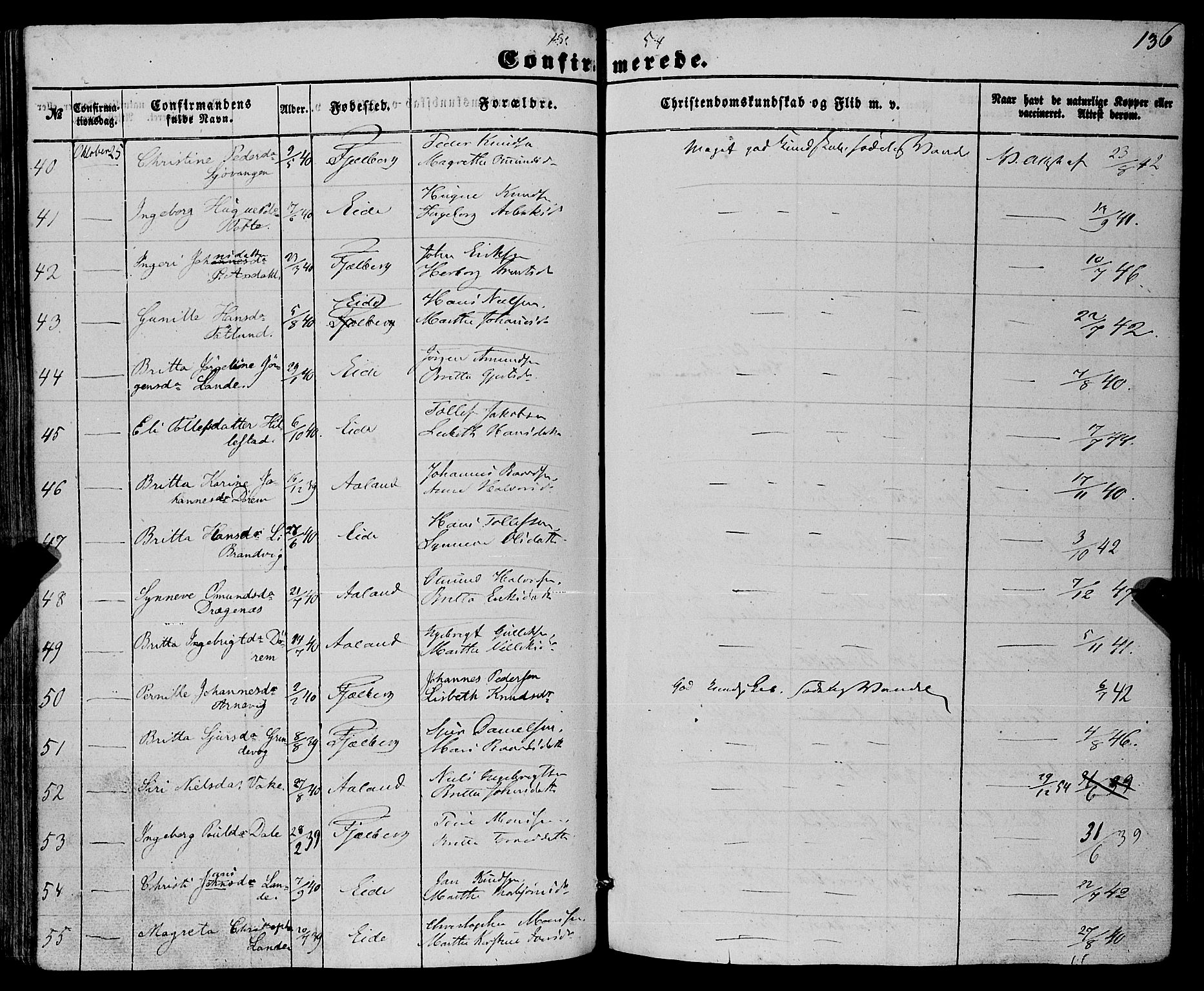 Fjelberg sokneprestembete, SAB/A-75201/H/Haa: Parish register (official) no. A 7, 1851-1867, p. 136