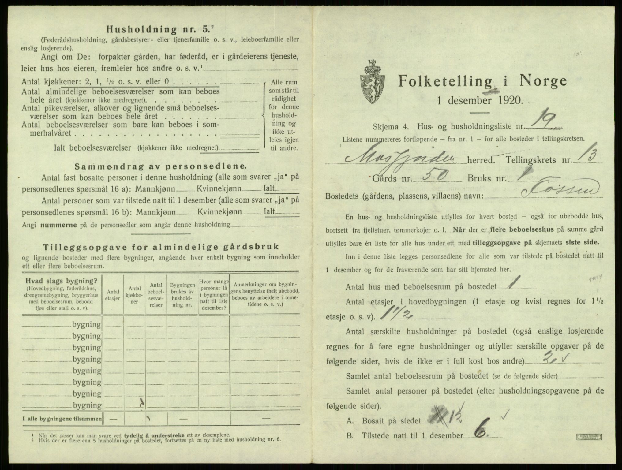 SAB, 1920 census for Masfjorden, 1920, p. 676