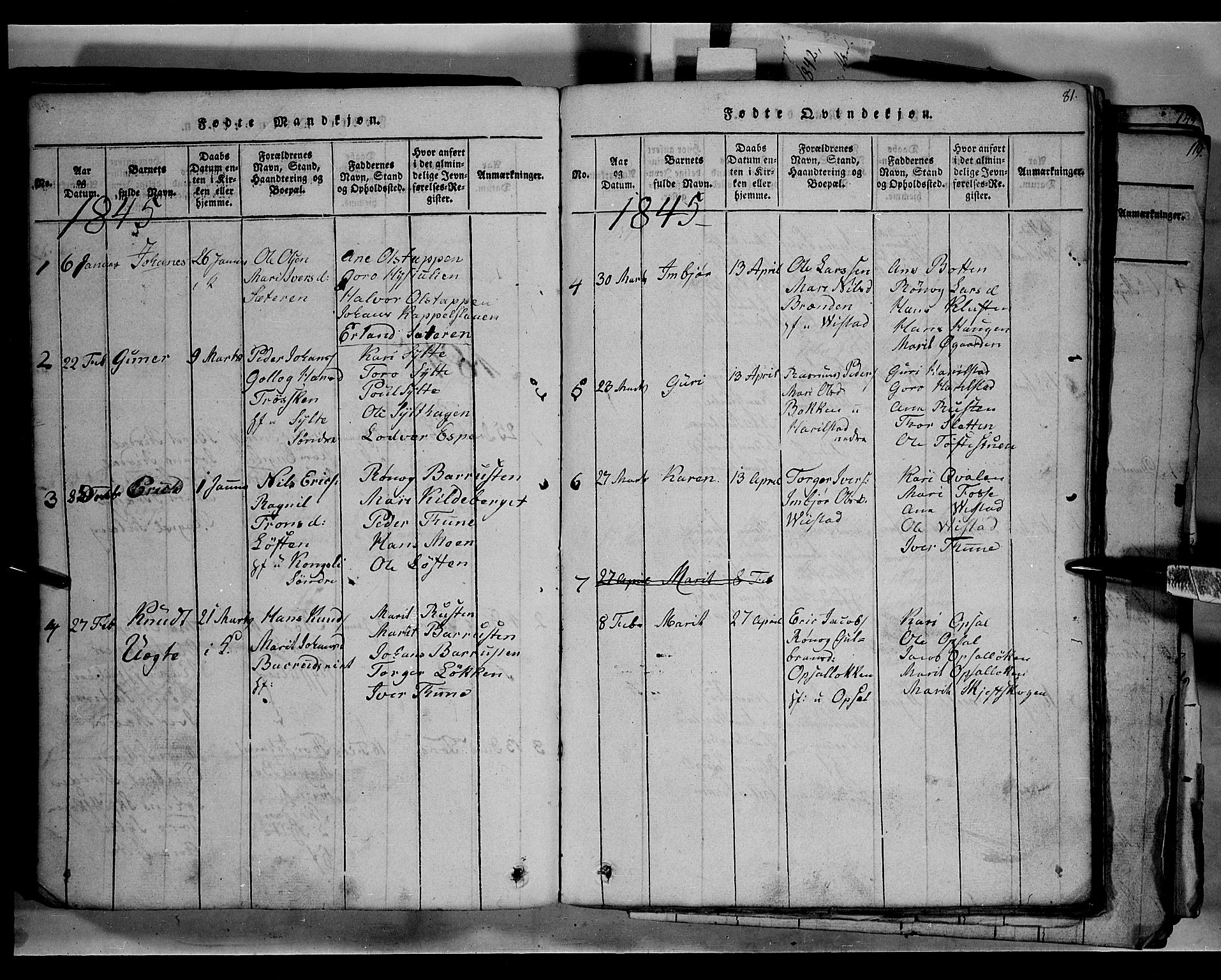 Fron prestekontor, SAH/PREST-078/H/Ha/Hab/L0003: Parish register (copy) no. 3, 1816-1850, p. 81