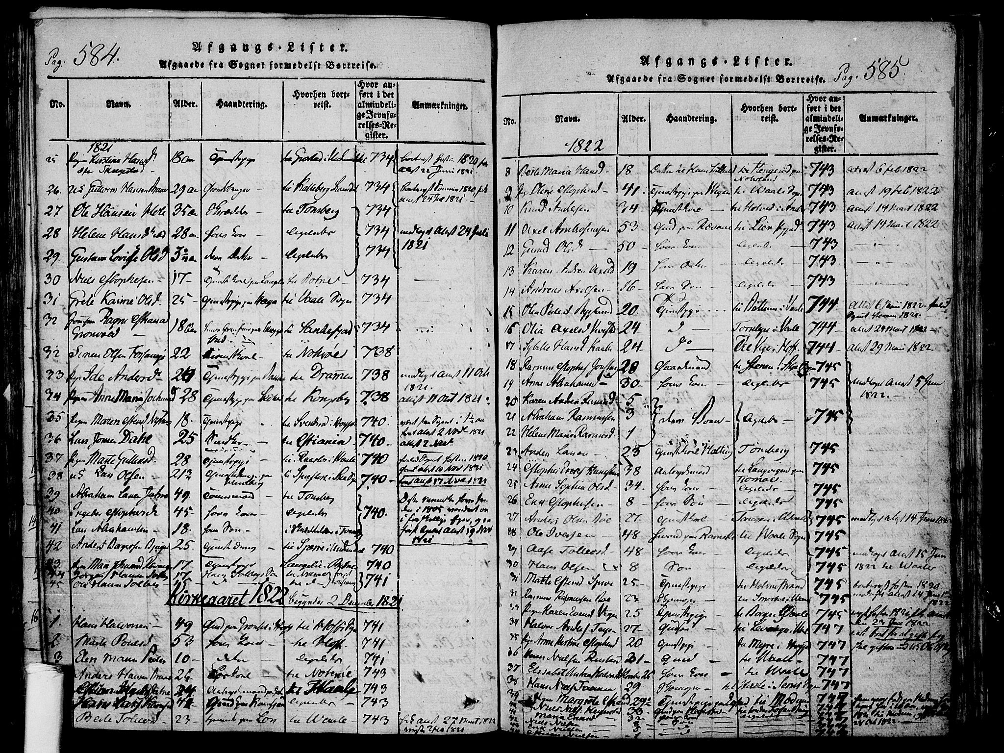 Ramnes kirkebøker, AV/SAKO-A-314/F/Fa/L0004: Parish register (official) no. I 4, 1813-1840, p. 584-585