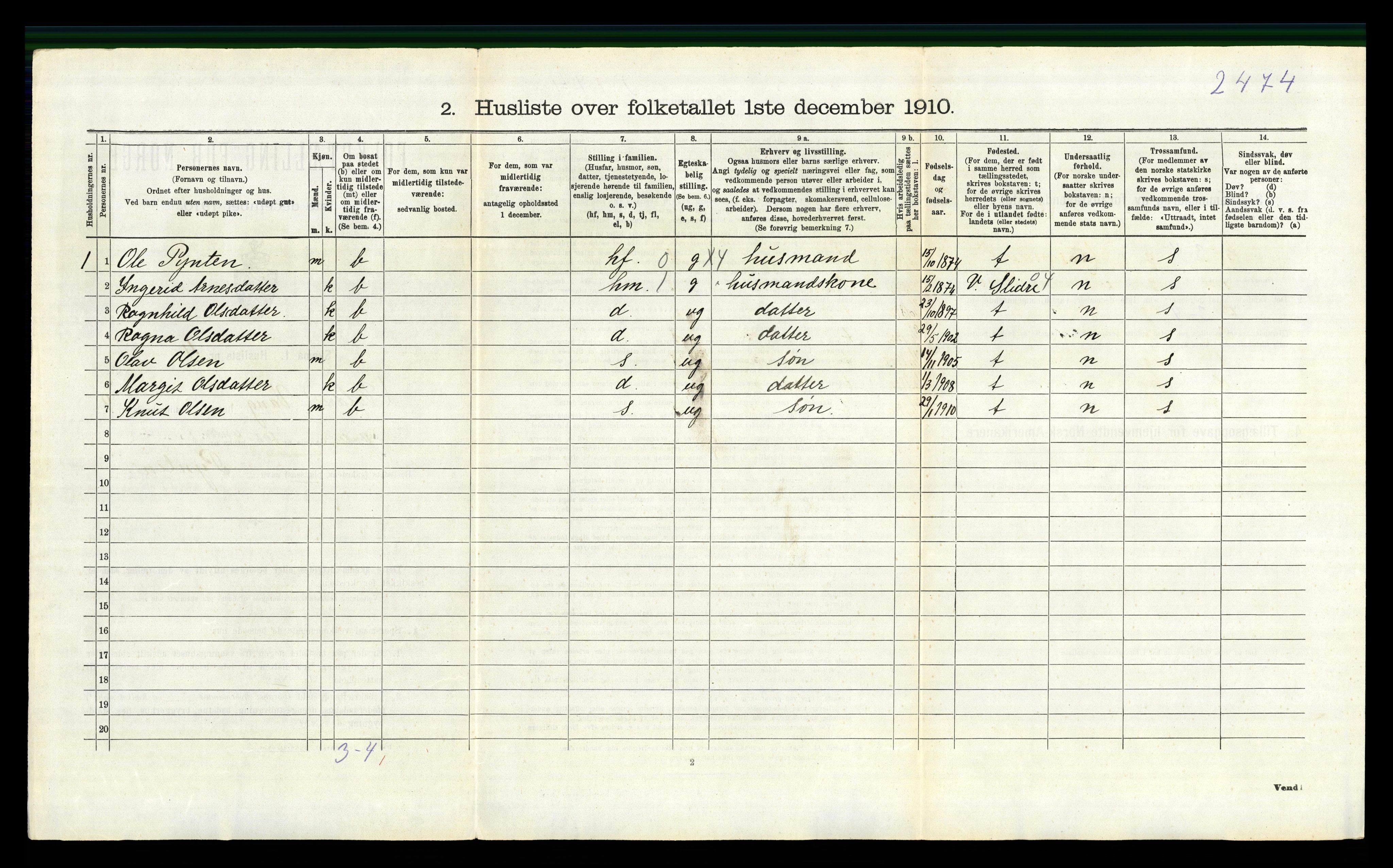 RA, 1910 census for Vang, 1910, p. 670