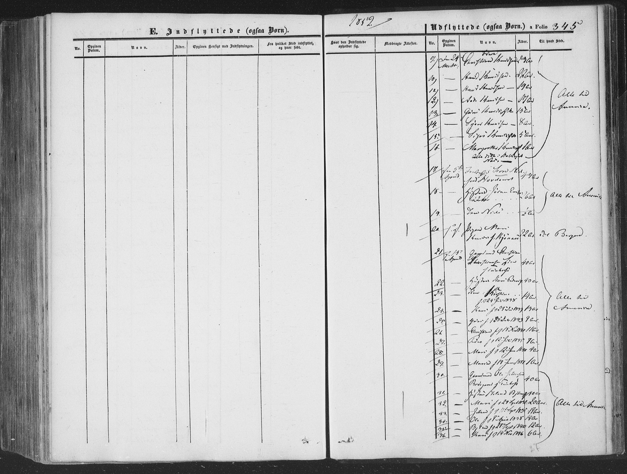 Rollag kirkebøker, AV/SAKO-A-240/F/Fa/L0008: Parish register (official) no. I 8, 1847-1860, p. 345