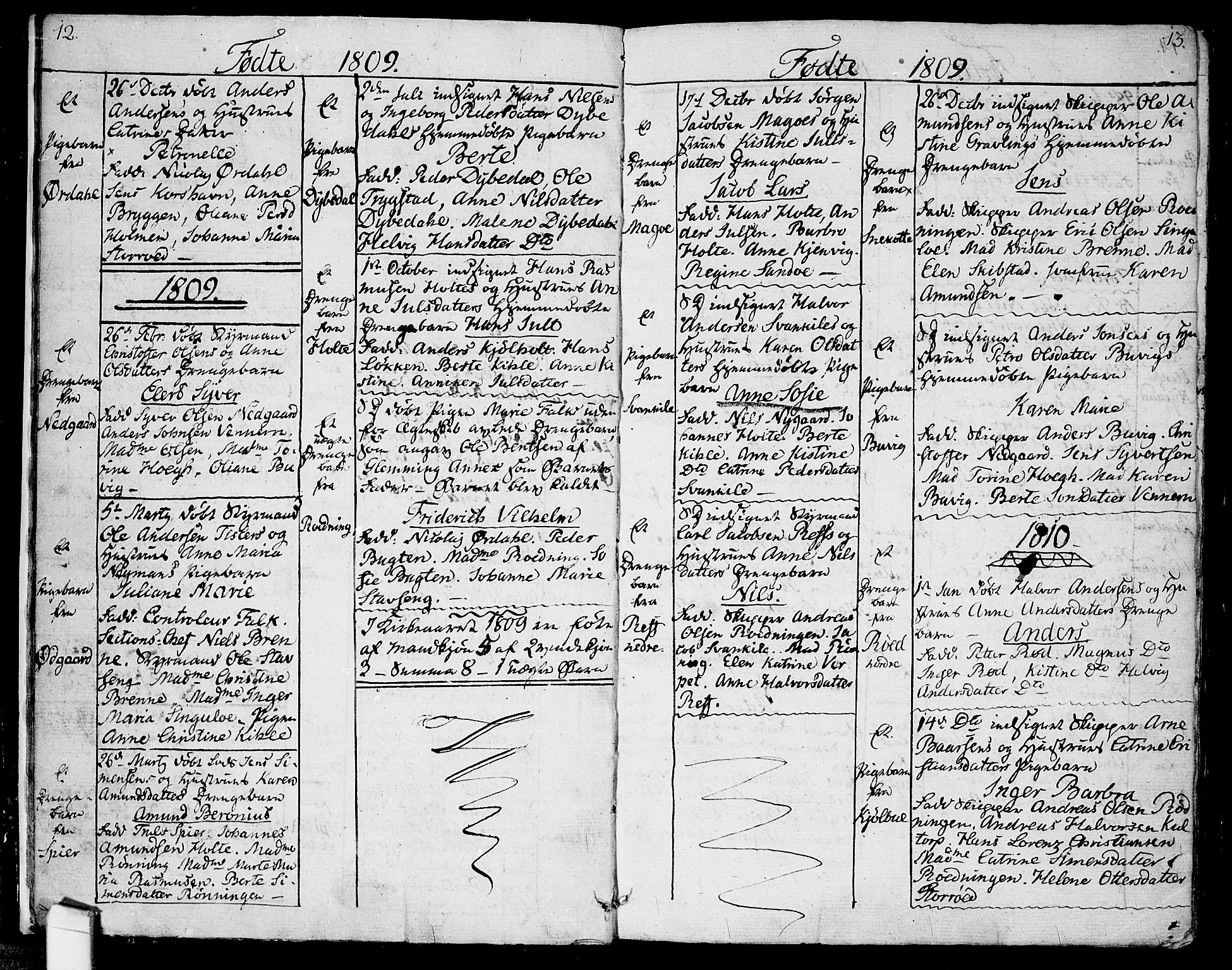 Hvaler prestekontor Kirkebøker, SAO/A-2001/F/Fa/L0004: Parish register (official) no. I 4, 1805-1816, p. 12-13