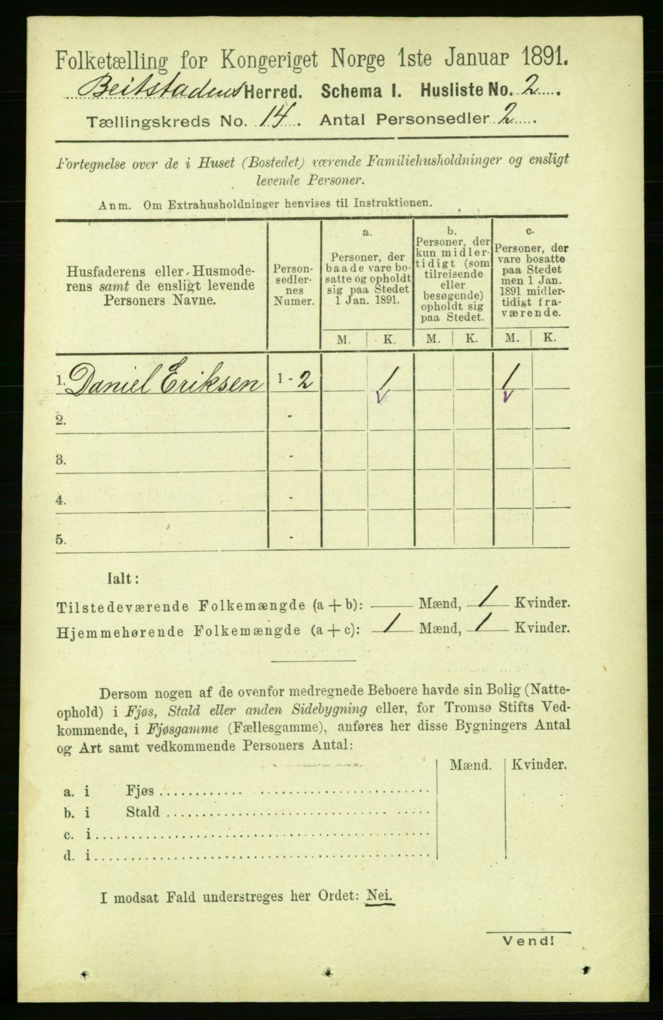 RA, 1891 census for 1727 Beitstad, 1891, p. 3822