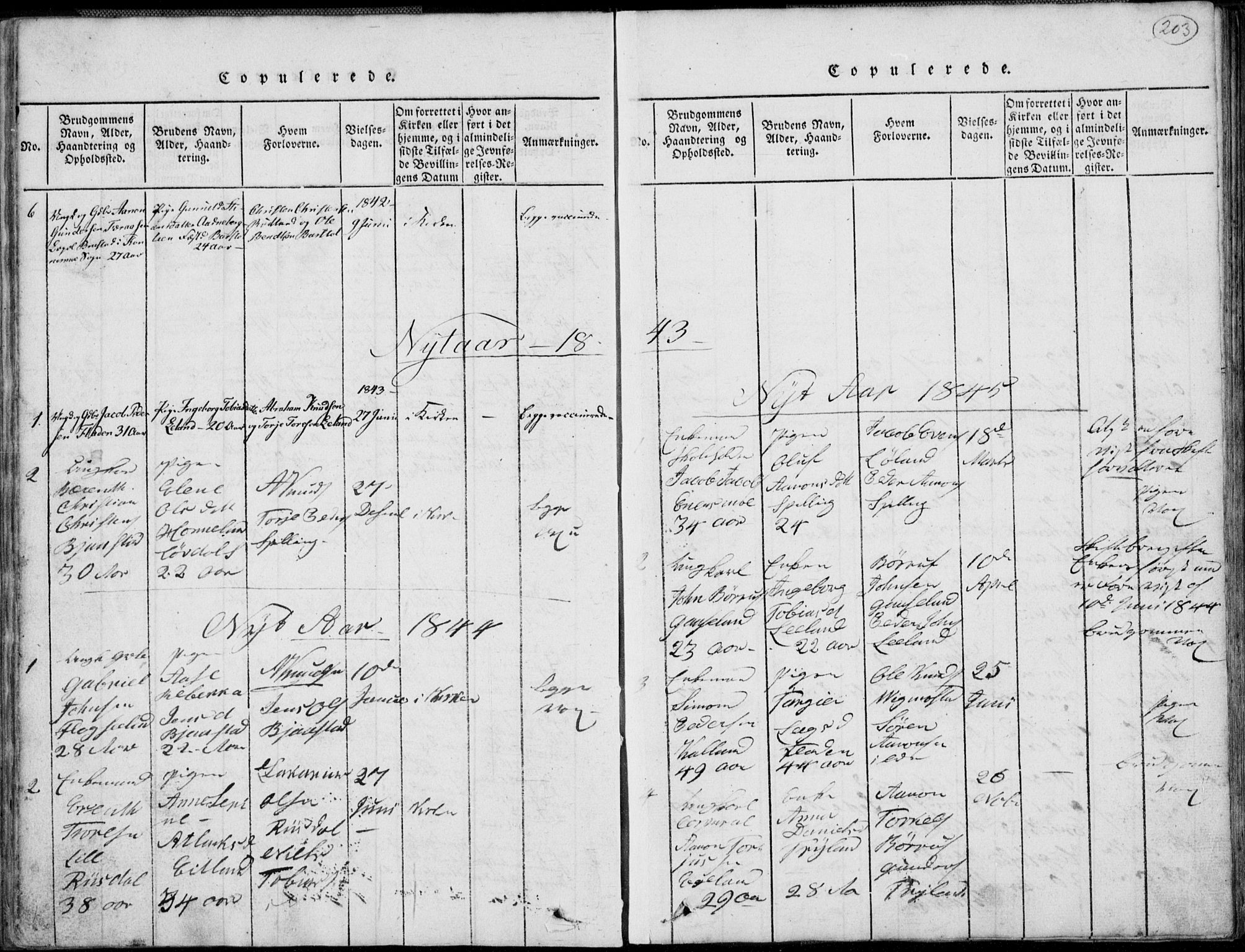 Nord-Audnedal sokneprestkontor, AV/SAK-1111-0032/F/Fb/Fbb/L0001: Parish register (copy) no. B 1, 1816-1858, p. 203