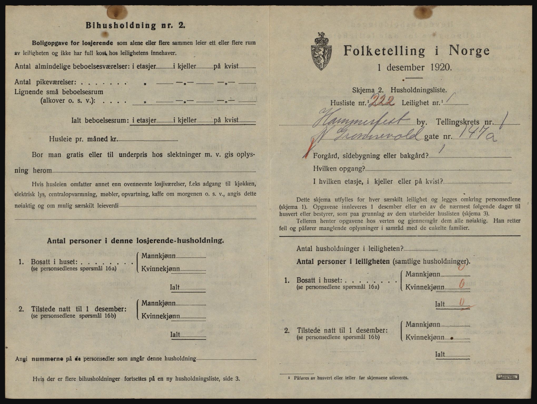 SATØ, 1920 census for Hammerfest, 1920, p. 1670