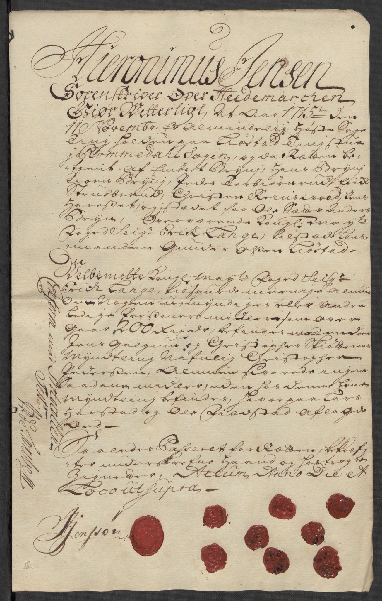 Rentekammeret inntil 1814, Reviderte regnskaper, Fogderegnskap, AV/RA-EA-4092/R16/L1053: Fogderegnskap Hedmark, 1715, p. 204