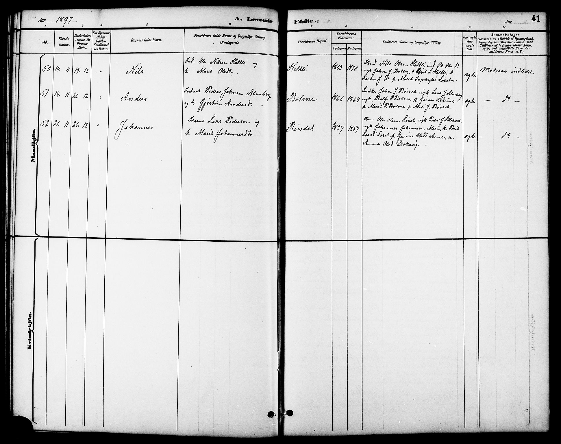 Ministerialprotokoller, klokkerbøker og fødselsregistre - Møre og Romsdal, SAT/A-1454/598/L1078: Parish register (copy) no. 598C03, 1892-1909, p. 41