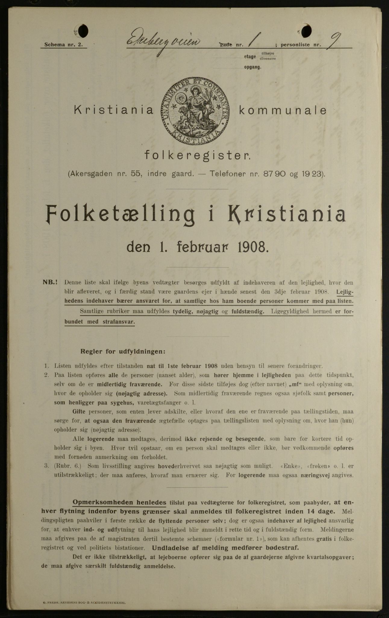 OBA, Municipal Census 1908 for Kristiania, 1908, p. 18419