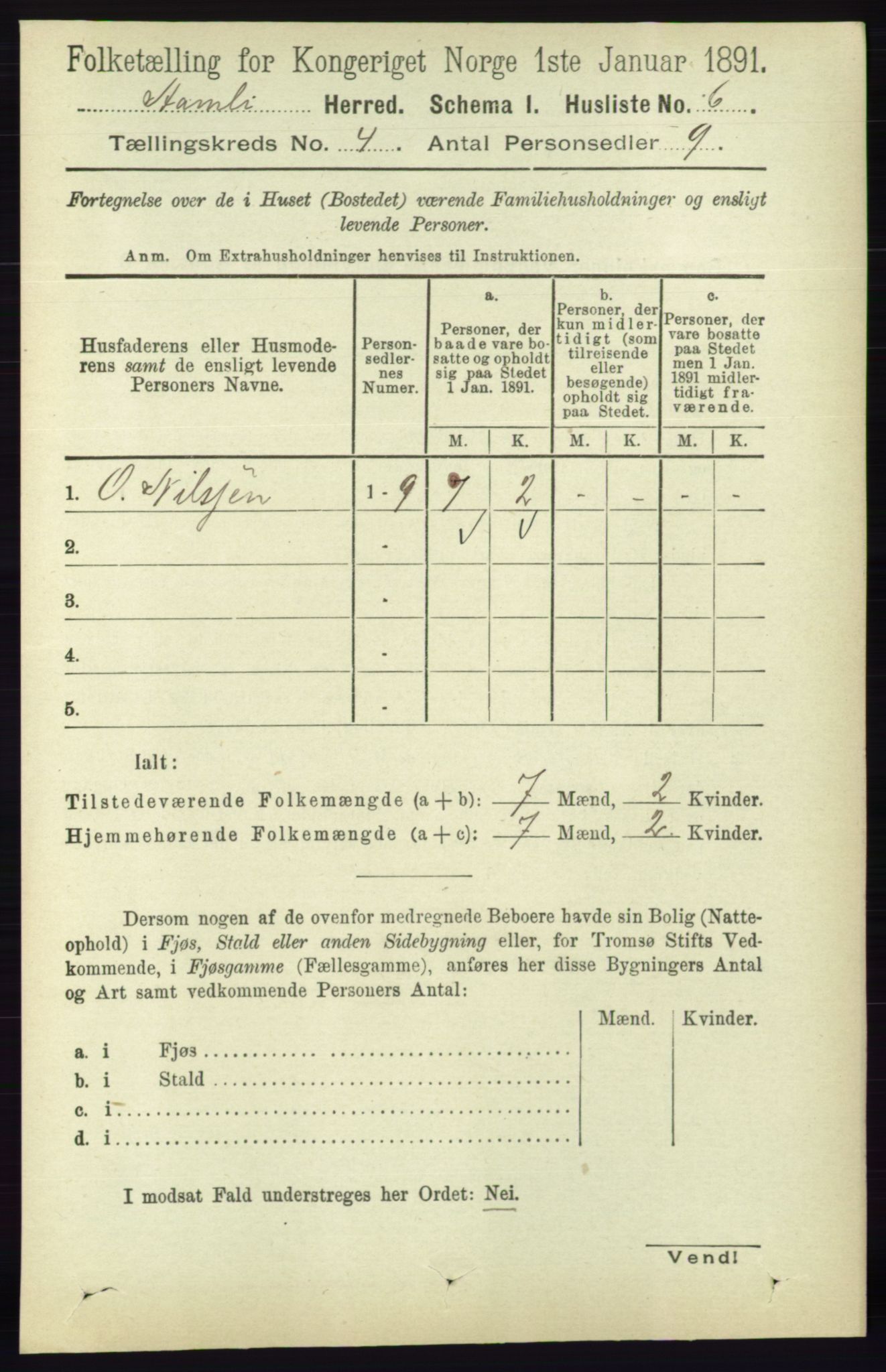 RA, 1891 census for 0929 Åmli, 1891, p. 416