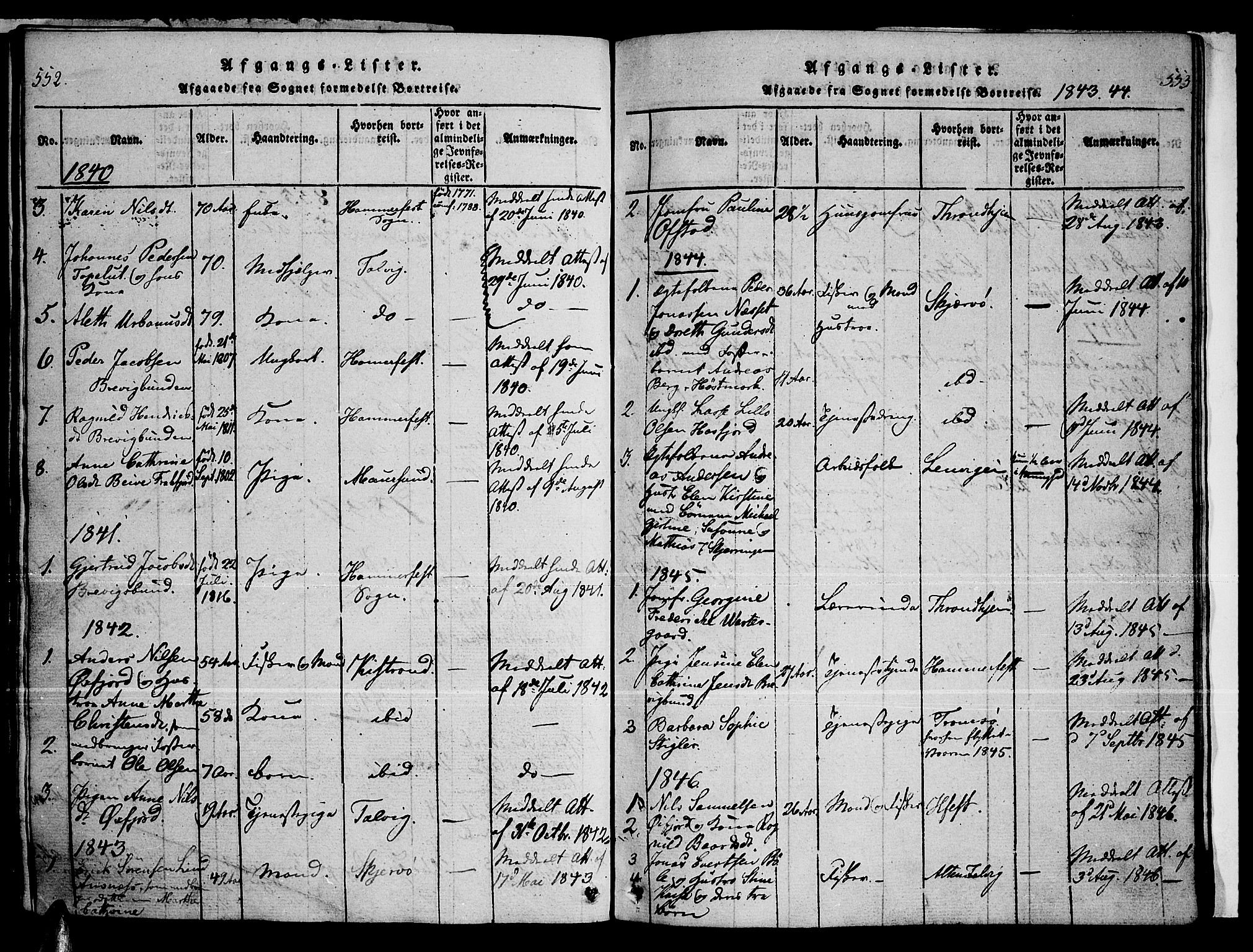 Loppa sokneprestkontor, AV/SATØ-S-1339/H/Ha/L0003kirke: Parish register (official) no. 3, 1820-1848, p. 552-553