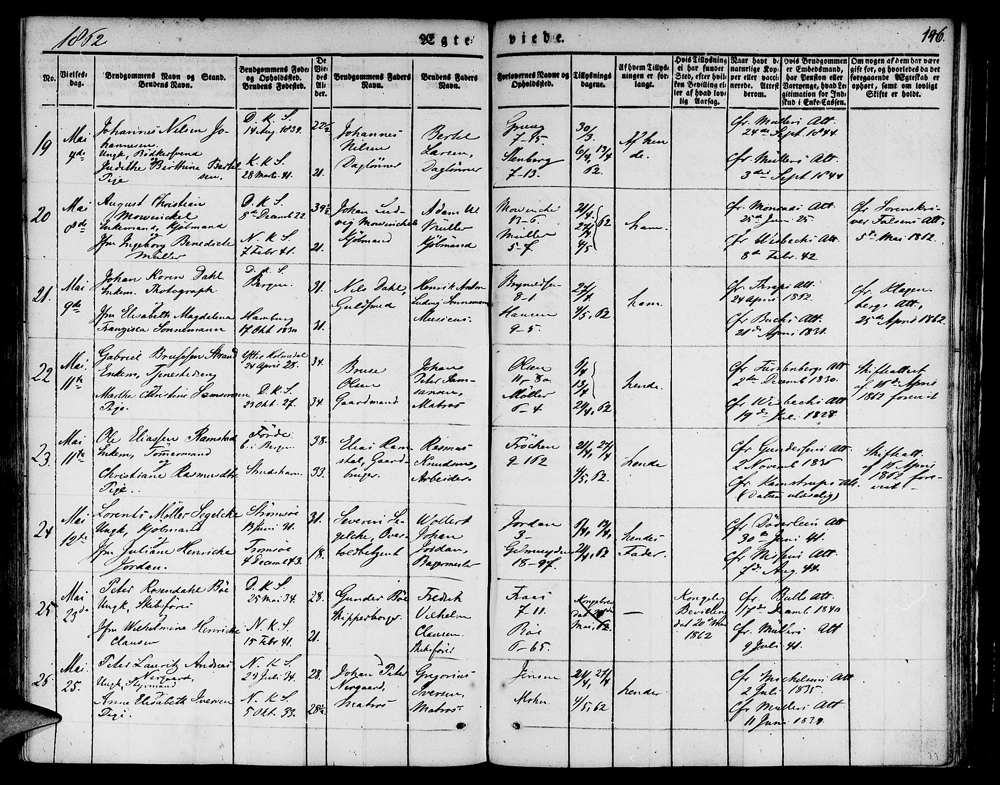 Nykirken Sokneprestembete, AV/SAB-A-77101/H/Hab: Parish register (copy) no. D 1, 1832-1867, p. 146