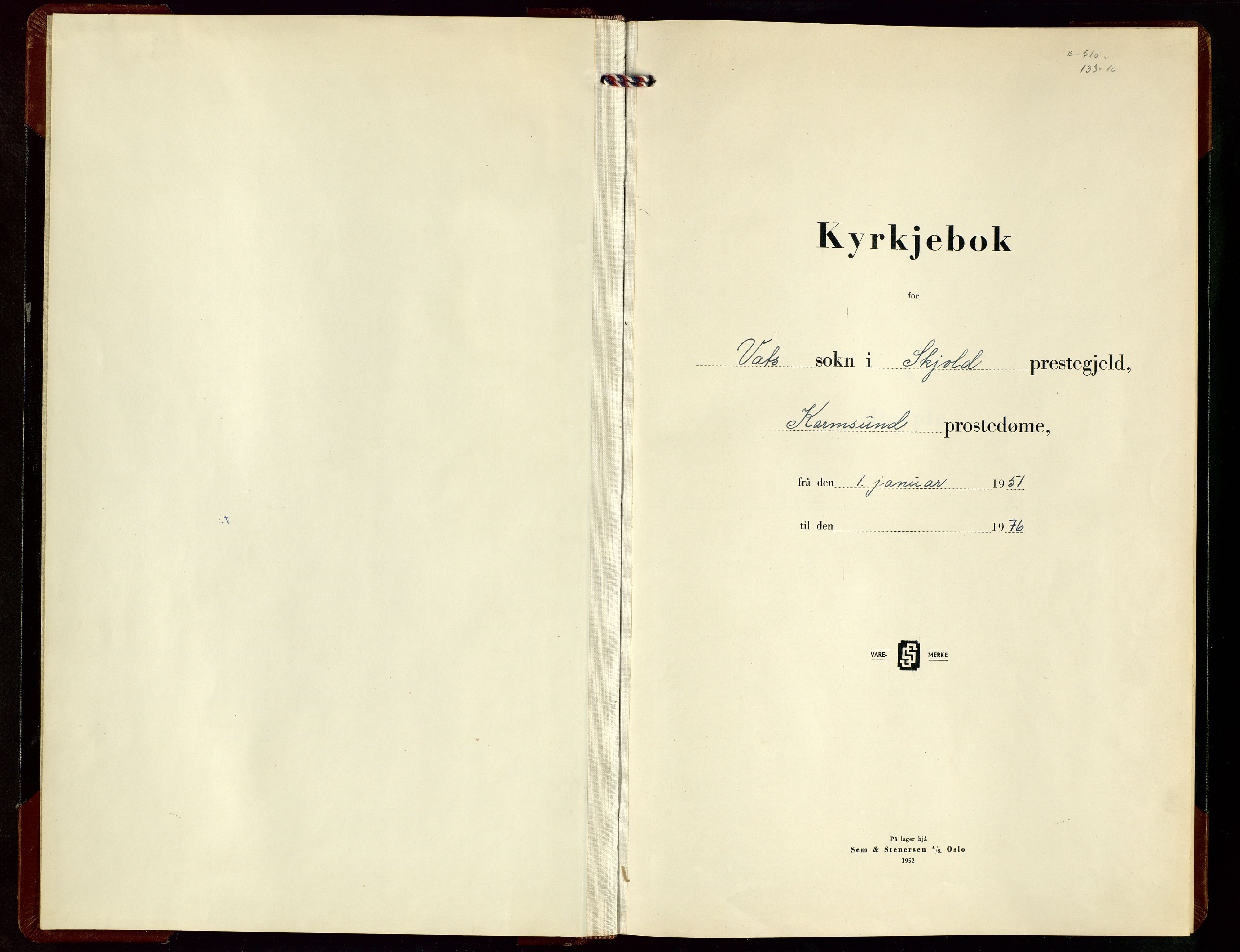 Skjold sokneprestkontor, AV/SAST-A-101847/H/Ha/Hab/L0014: Parish register (copy) no. B 14, 1951-1976