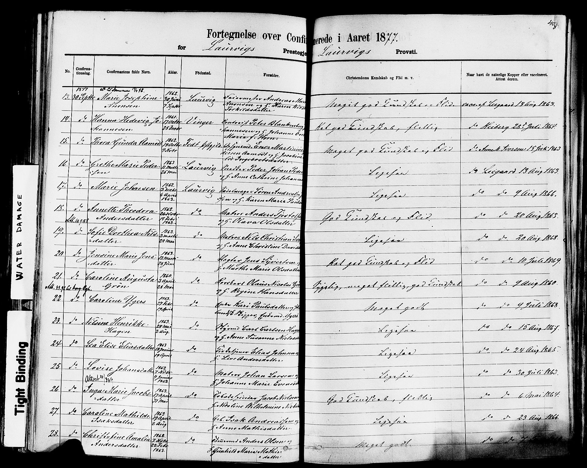 Larvik kirkebøker, AV/SAKO-A-352/F/Fa/L0006: Parish register (official) no. I 6, 1871-1883, p. 408