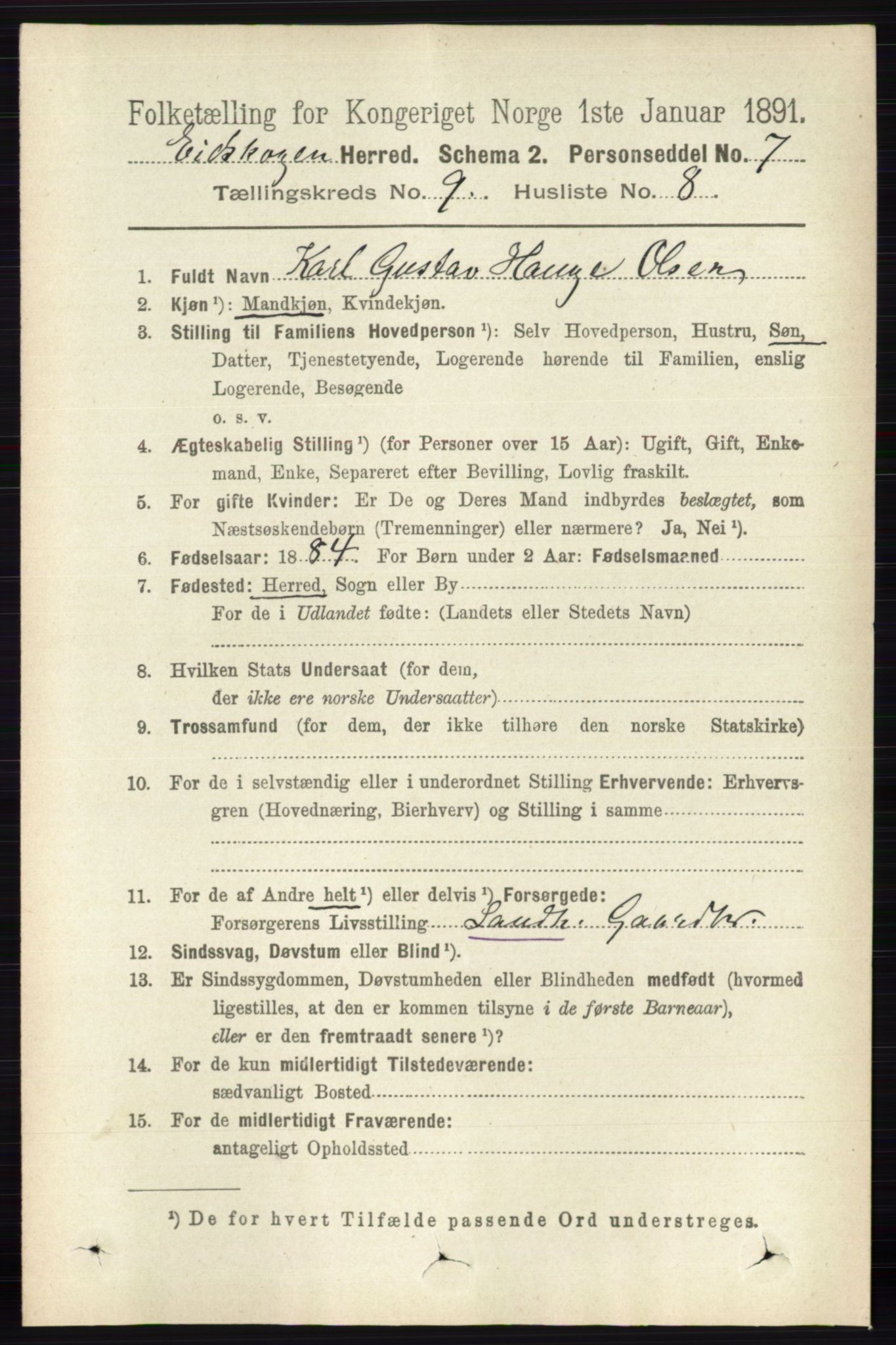 RA, 1891 census for 0420 Eidskog, 1891, p. 5443