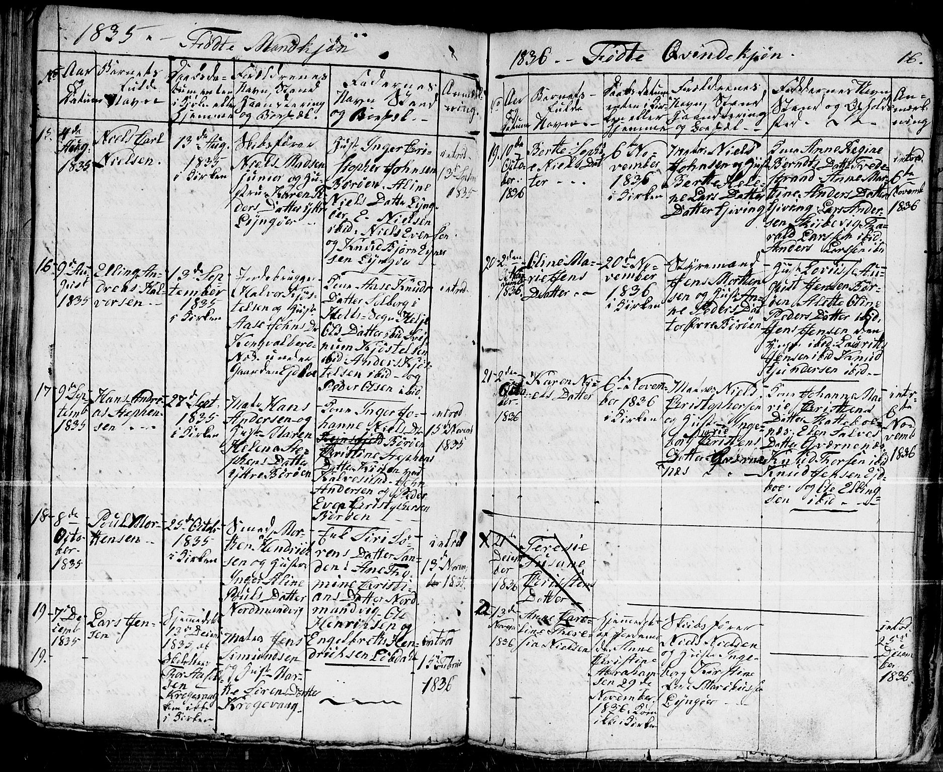 Dypvåg sokneprestkontor, AV/SAK-1111-0007/F/Fb/Fba/L0009: Parish register (copy) no. B 9, 1816-1842, p. 16