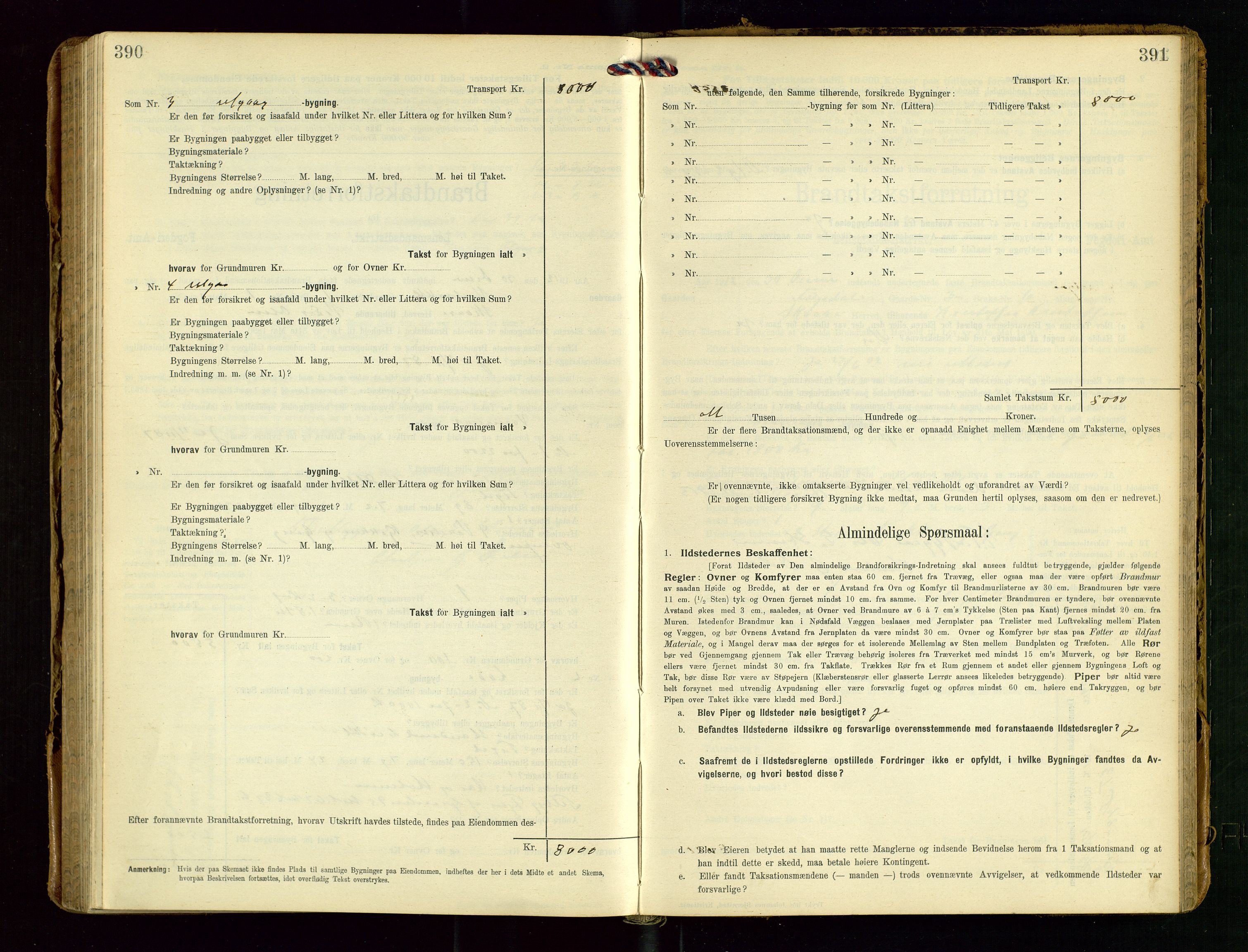 Torvestad lensmannskontor, AV/SAST-A-100307/1/Gob/L0004: "Brandtaxationsprotokol for Torvestad Lensmannsdistrikt", 1909-1923, p. 390-391