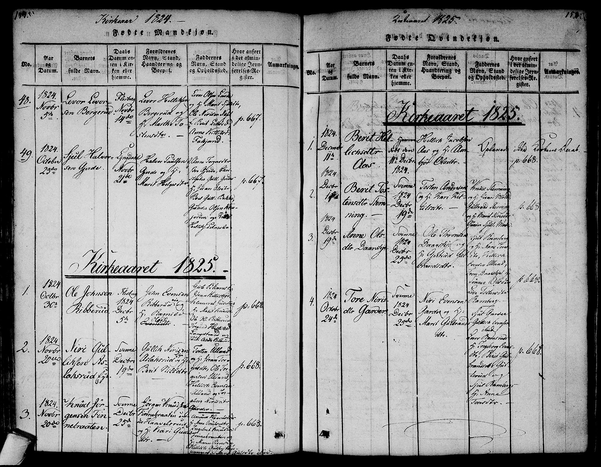 Flesberg kirkebøker, AV/SAKO-A-18/F/Fa/L0005: Parish register (official) no. I 5, 1816-1834, p. 157-158