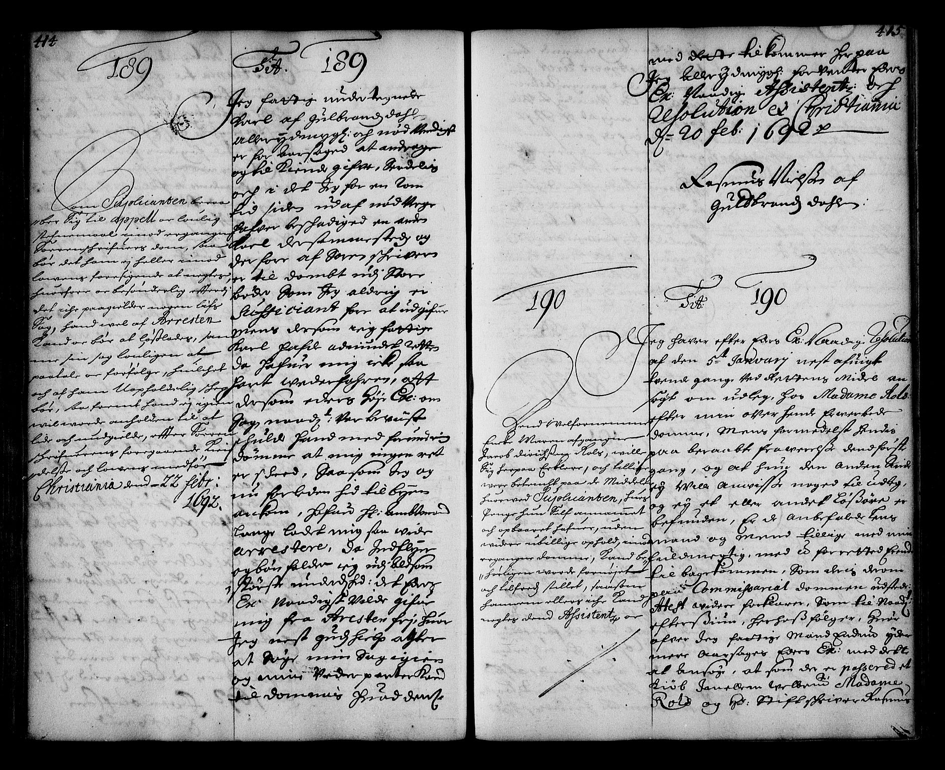 Stattholderembetet 1572-1771, AV/RA-EA-2870/Ae/L0009: Supplikasjons- og resolusjonsprotokoll, 1691-1692, p. 414-415