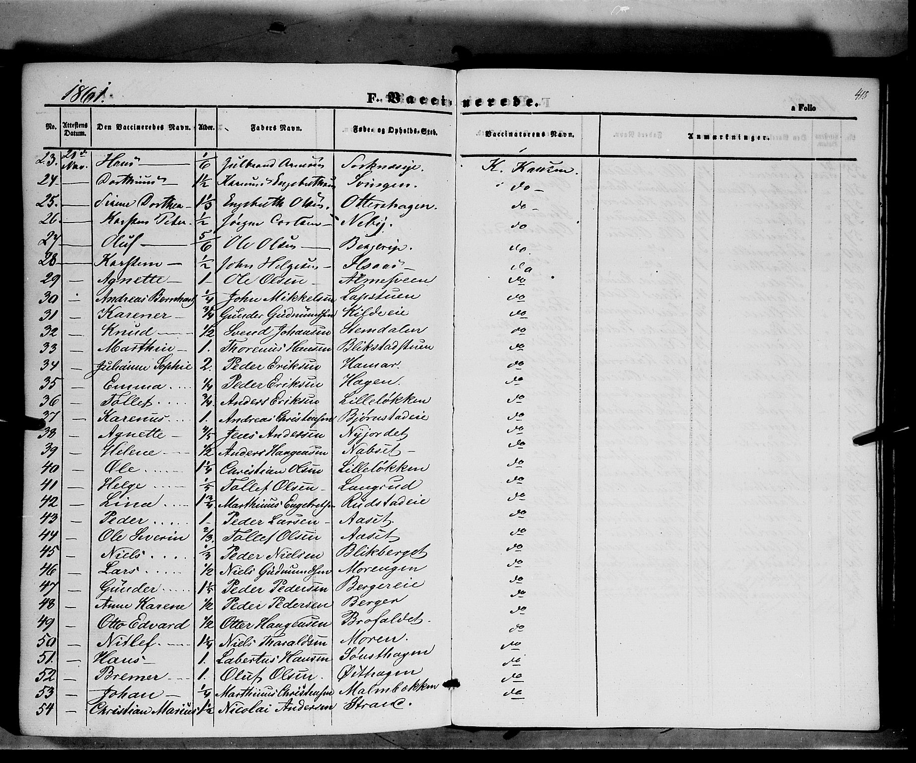 Åmot prestekontor, Hedmark, SAH/PREST-056/H/Ha/Haa/L0006: Parish register (official) no. 6, 1842-1861, p. 418