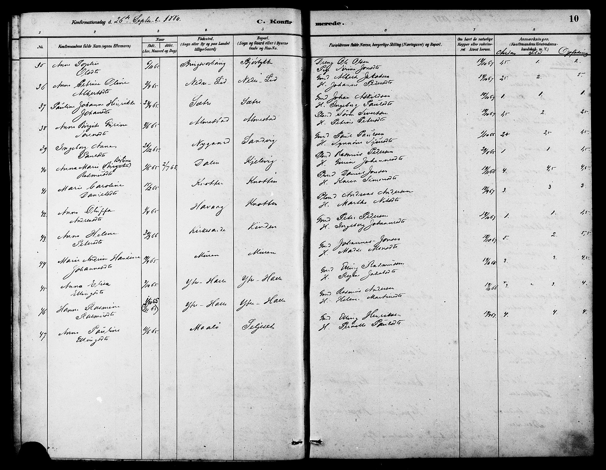 Ministerialprotokoller, klokkerbøker og fødselsregistre - Møre og Romsdal, AV/SAT-A-1454/503/L0036: Parish register (official) no. 503A04, 1879-1883, p. 10