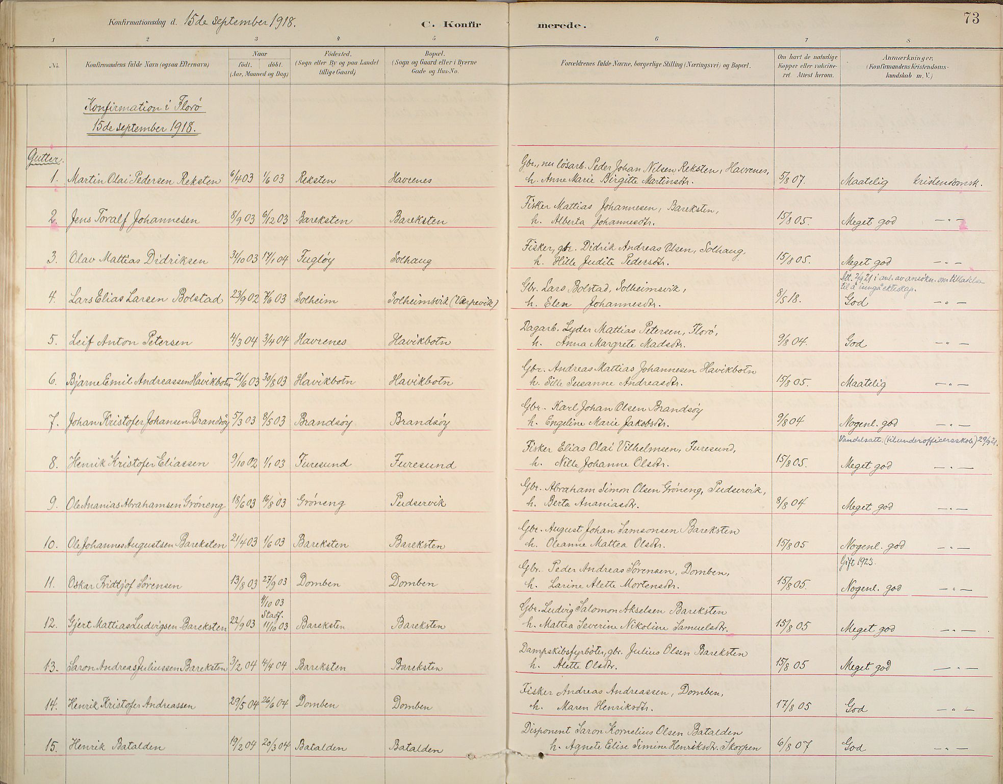 Kinn sokneprestembete, SAB/A-80801/H/Haa/Haab/L0006: Parish register (official) no. B 6, 1883-1925, p. 73