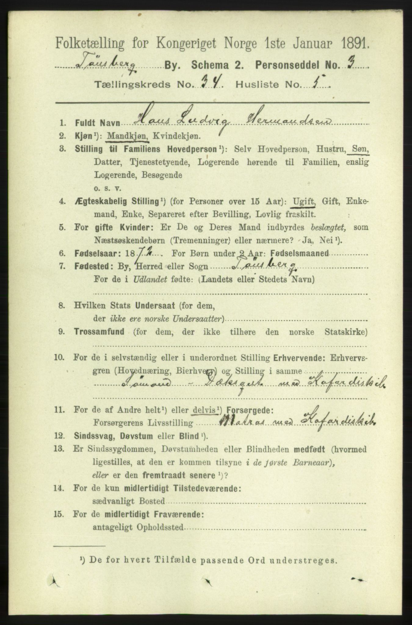 RA, 1891 census for 0705 Tønsberg, 1891, p. 7704