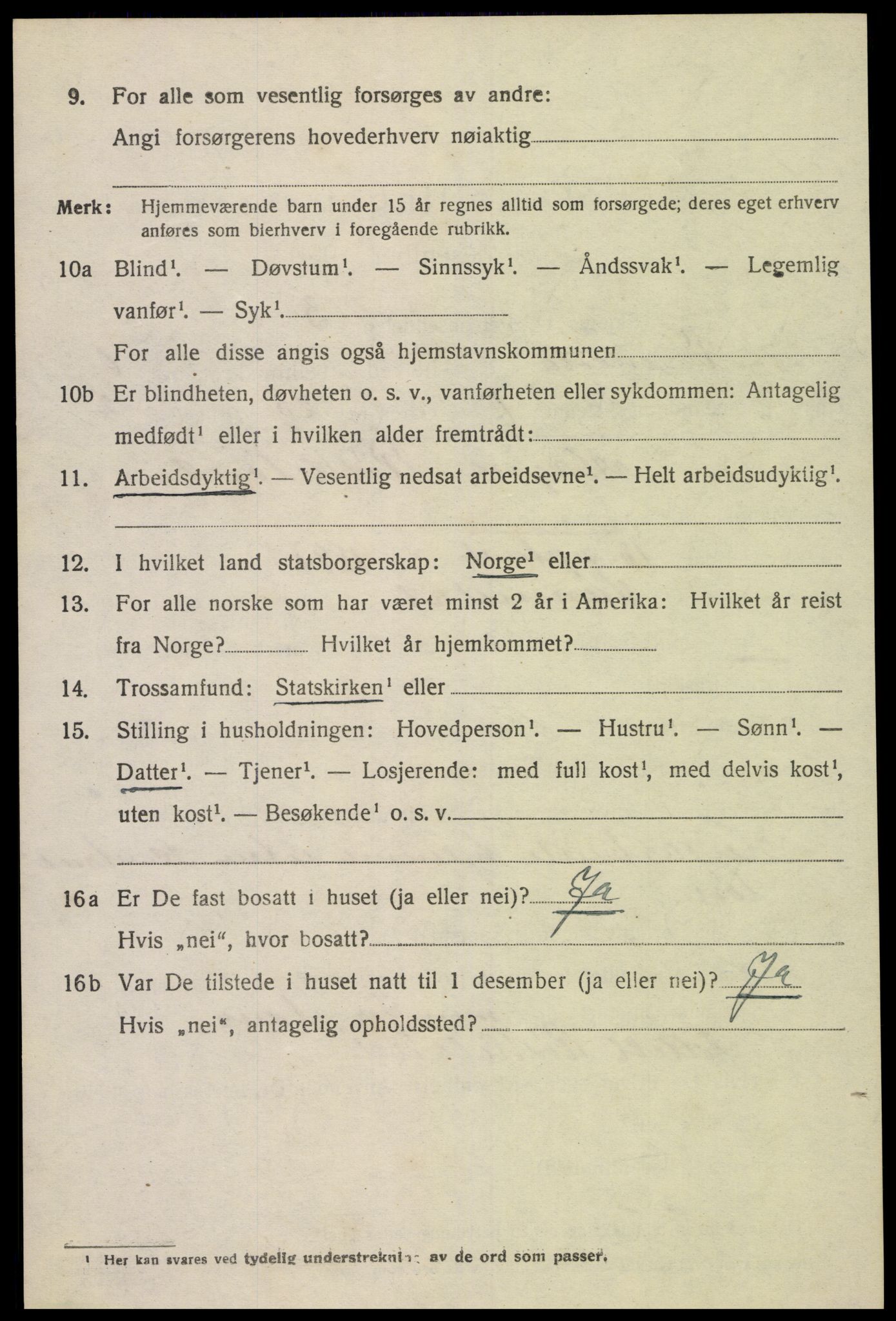 SAK, 1920 census for Vennesla, 1920, p. 4307