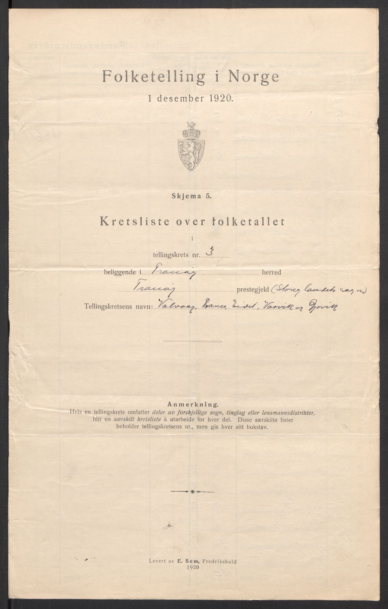 SATØ, 1920 census for Tranøy, 1920, p. 13