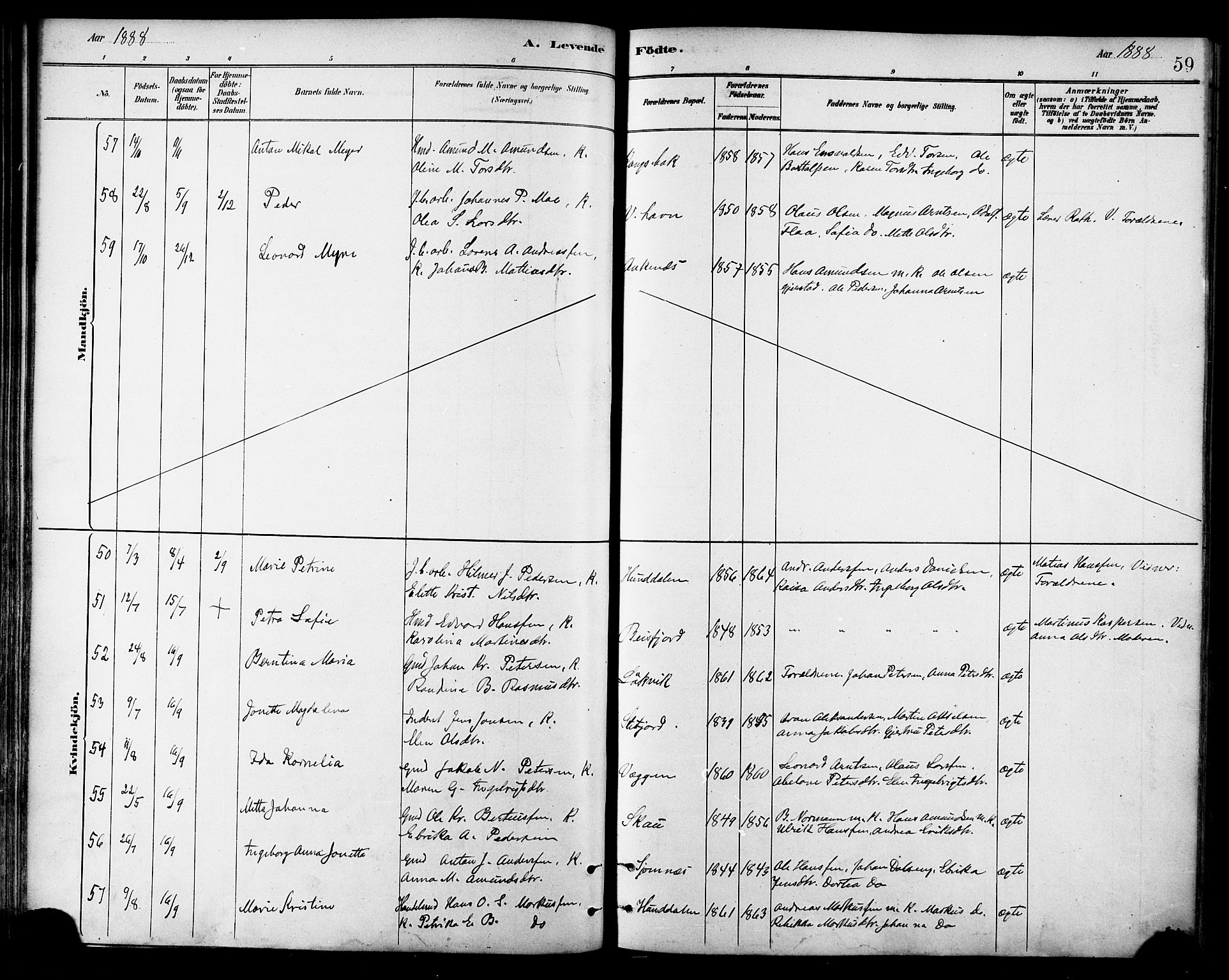 Ministerialprotokoller, klokkerbøker og fødselsregistre - Nordland, SAT/A-1459/866/L0938: Parish register (official) no. 866A01, 1879-1893, p. 59