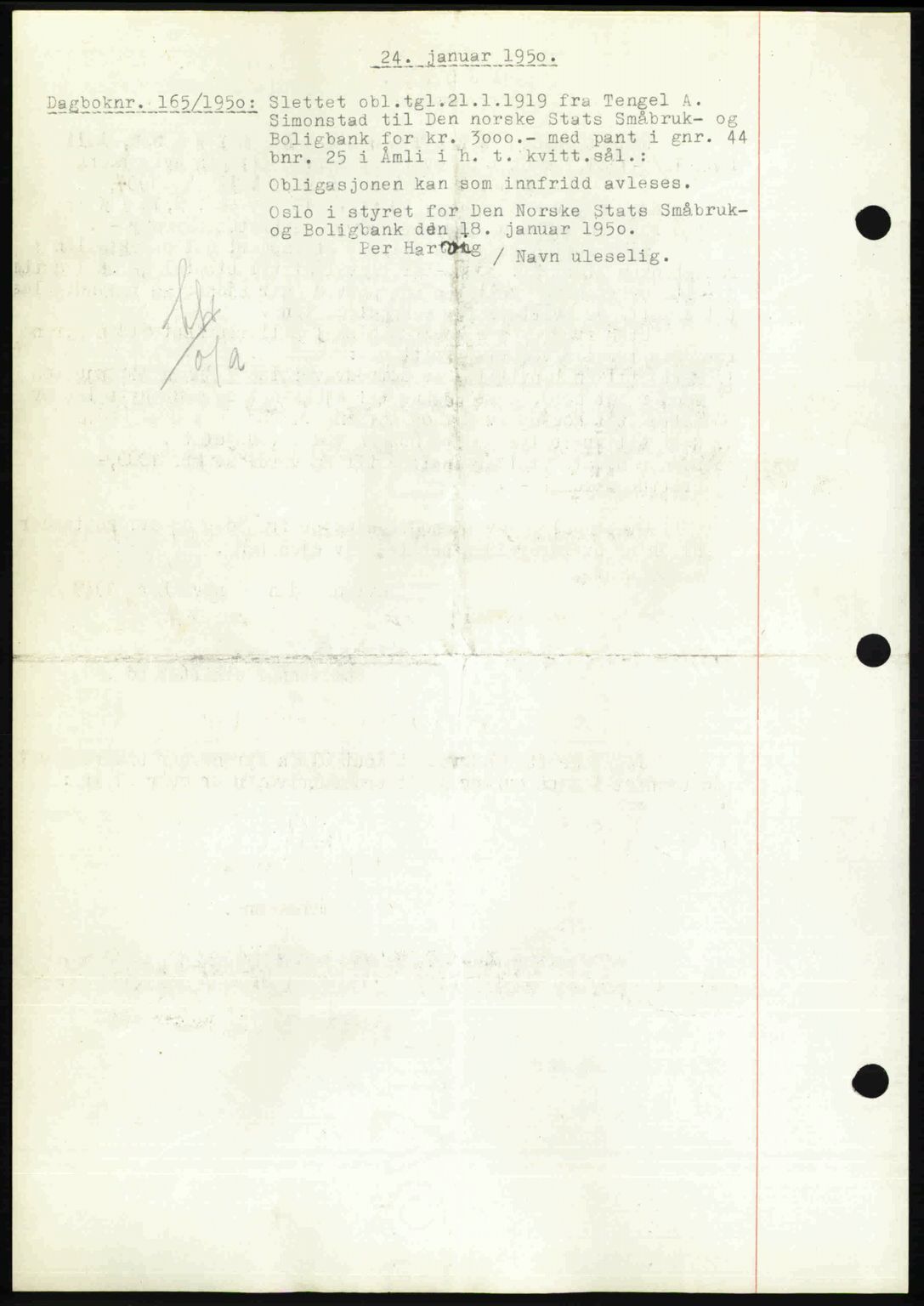 Nedenes sorenskriveri, SAK/1221-0006/G/Gb/Gba/L0062: Mortgage book no. A14, 1949-1950, Diary no: : 165/1950
