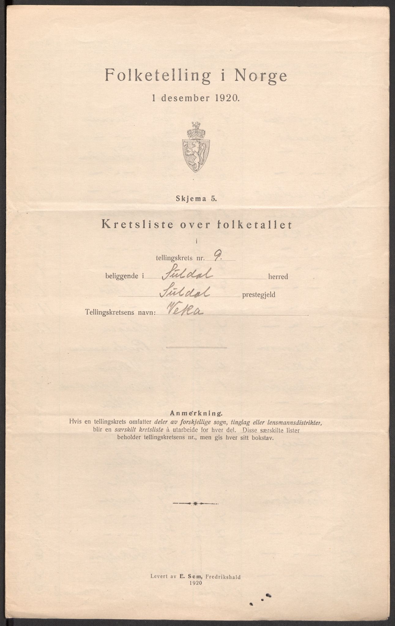 SAST, 1920 census for Suldal, 1920, p. 31