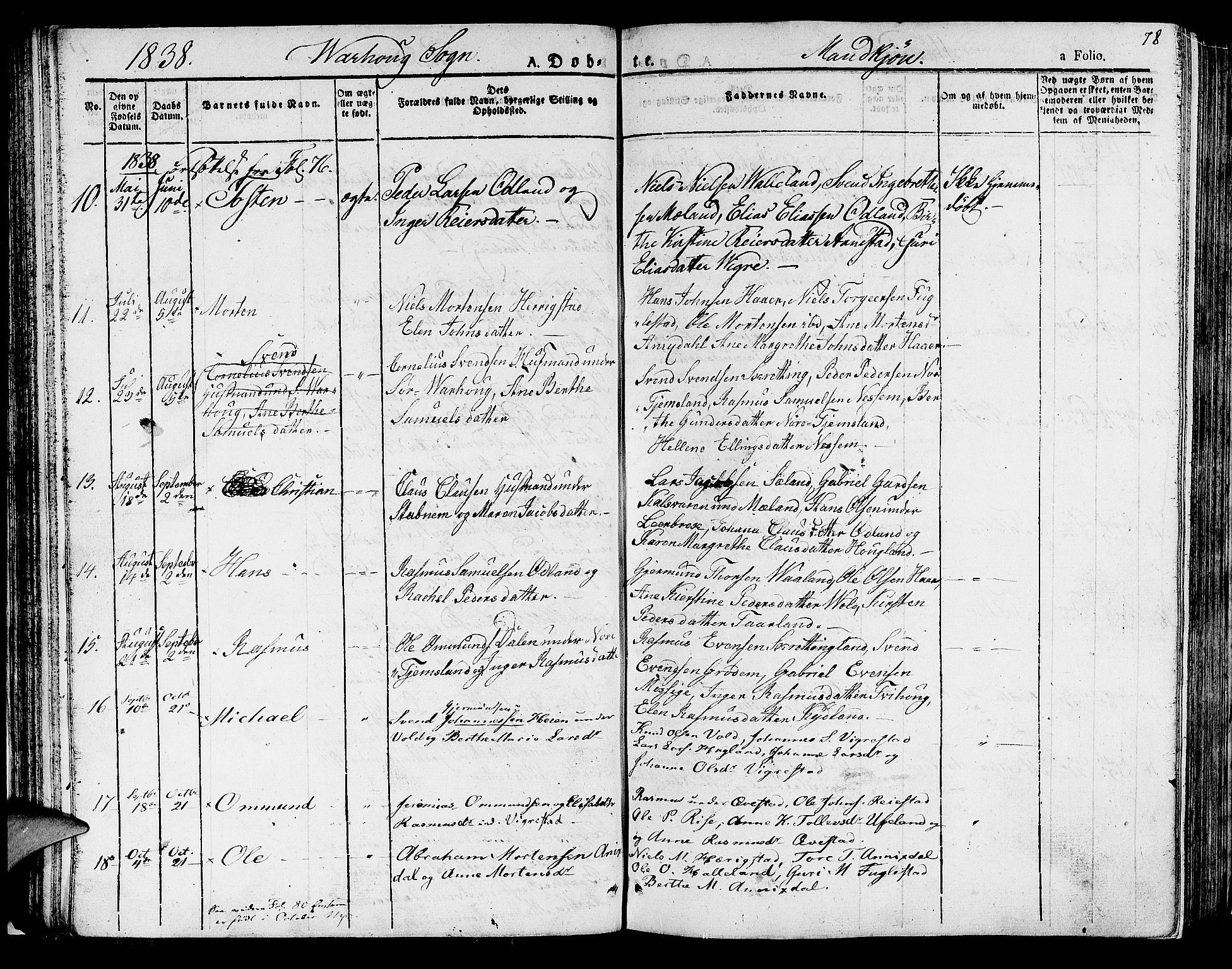 Hå sokneprestkontor, AV/SAST-A-101801/001/30BA/L0004: Parish register (official) no. A 4.1 /2, 1826-1841, p. 78