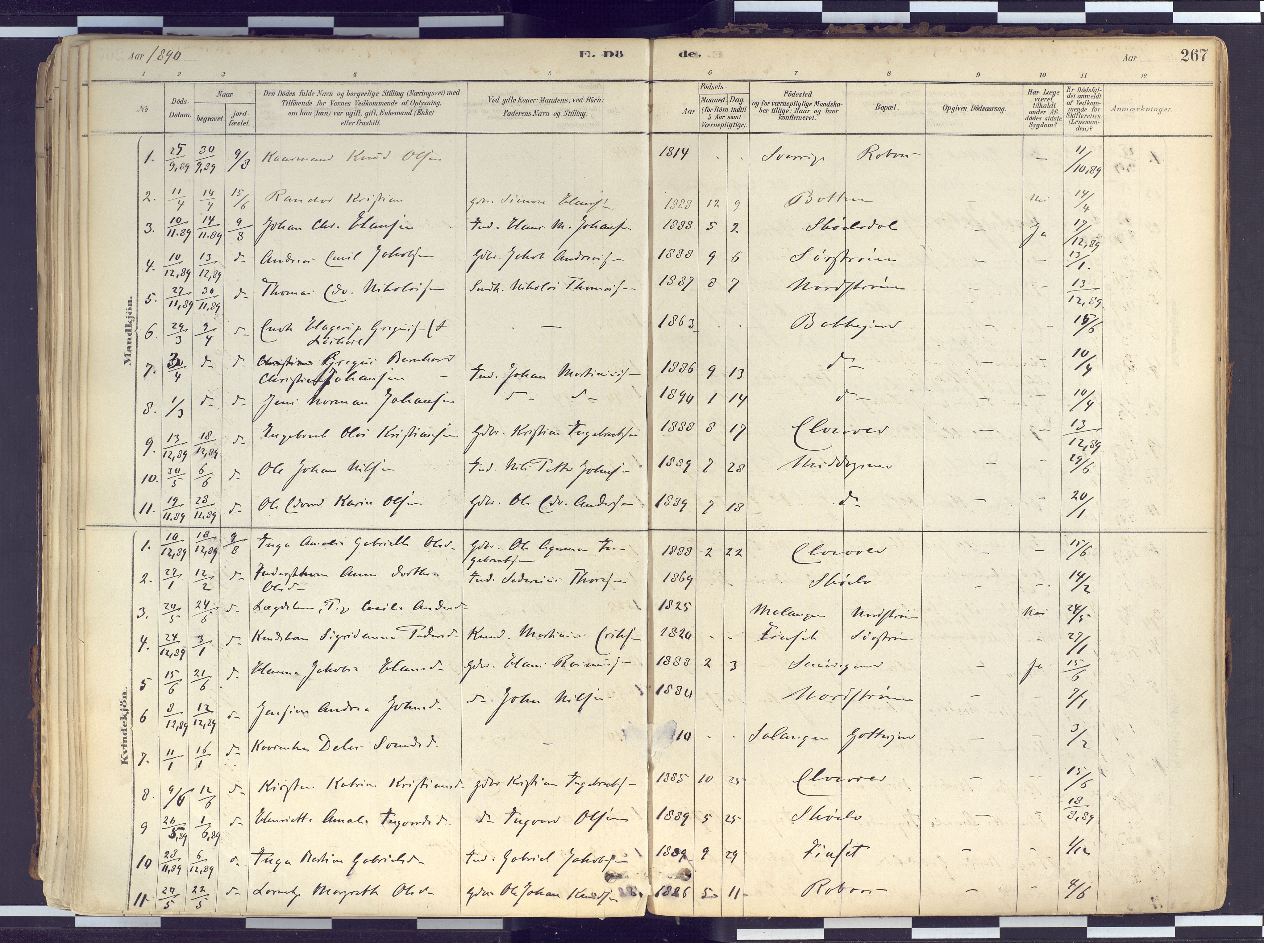 Tranøy sokneprestkontor, SATØ/S-1313/I/Ia/Iaa/L0010kirke: Parish register (official) no. 10, 1878-1904, p. 267