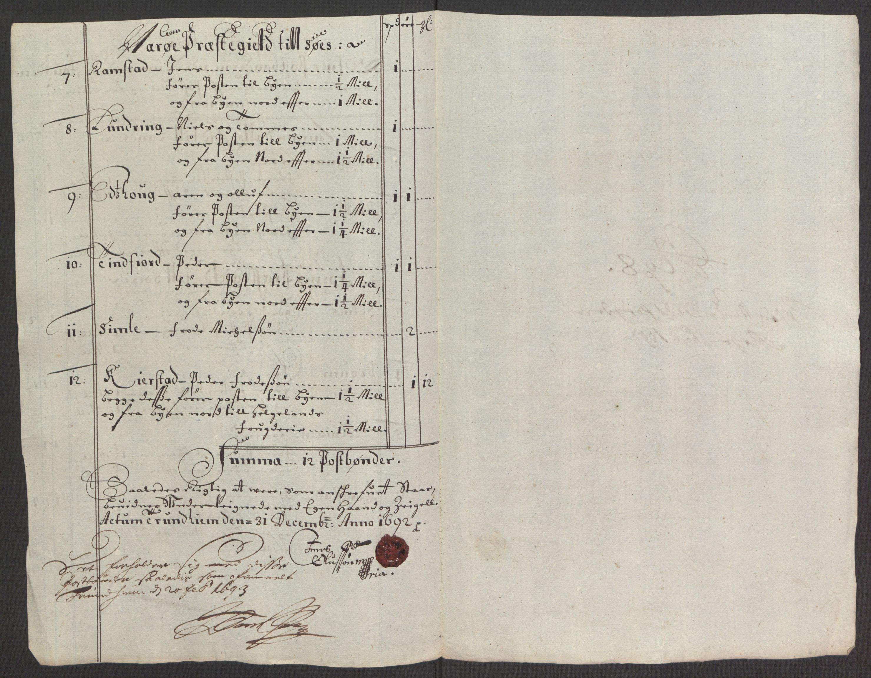 Rentekammeret inntil 1814, Reviderte regnskaper, Fogderegnskap, RA/EA-4092/R64/L4424: Fogderegnskap Namdal, 1692-1695, p. 148