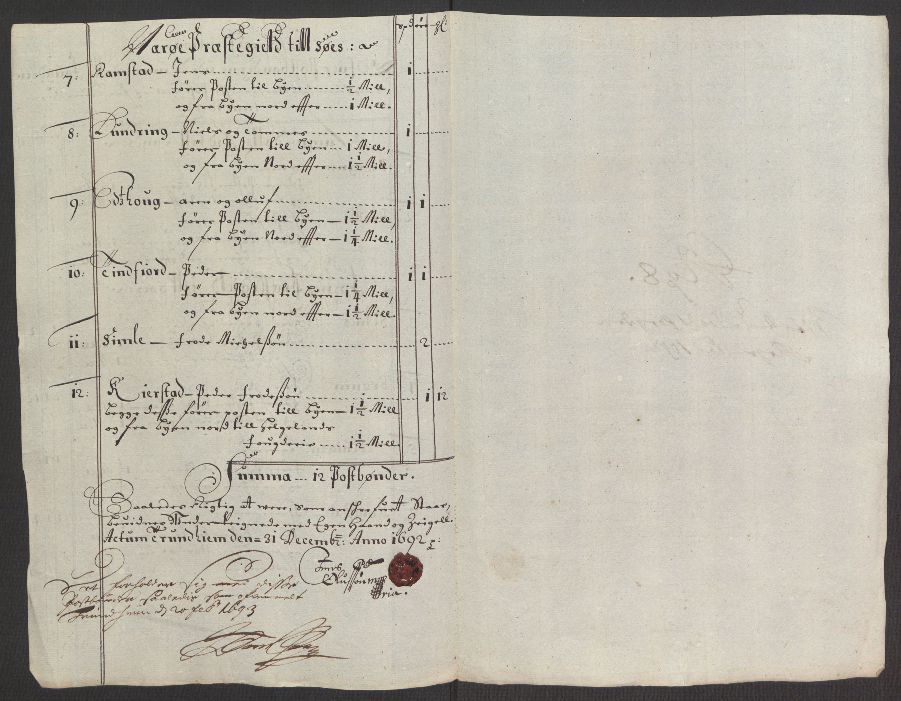 Rentekammeret inntil 1814, Reviderte regnskaper, Fogderegnskap, AV/RA-EA-4092/R64/L4424: Fogderegnskap Namdal, 1692-1695, p. 148