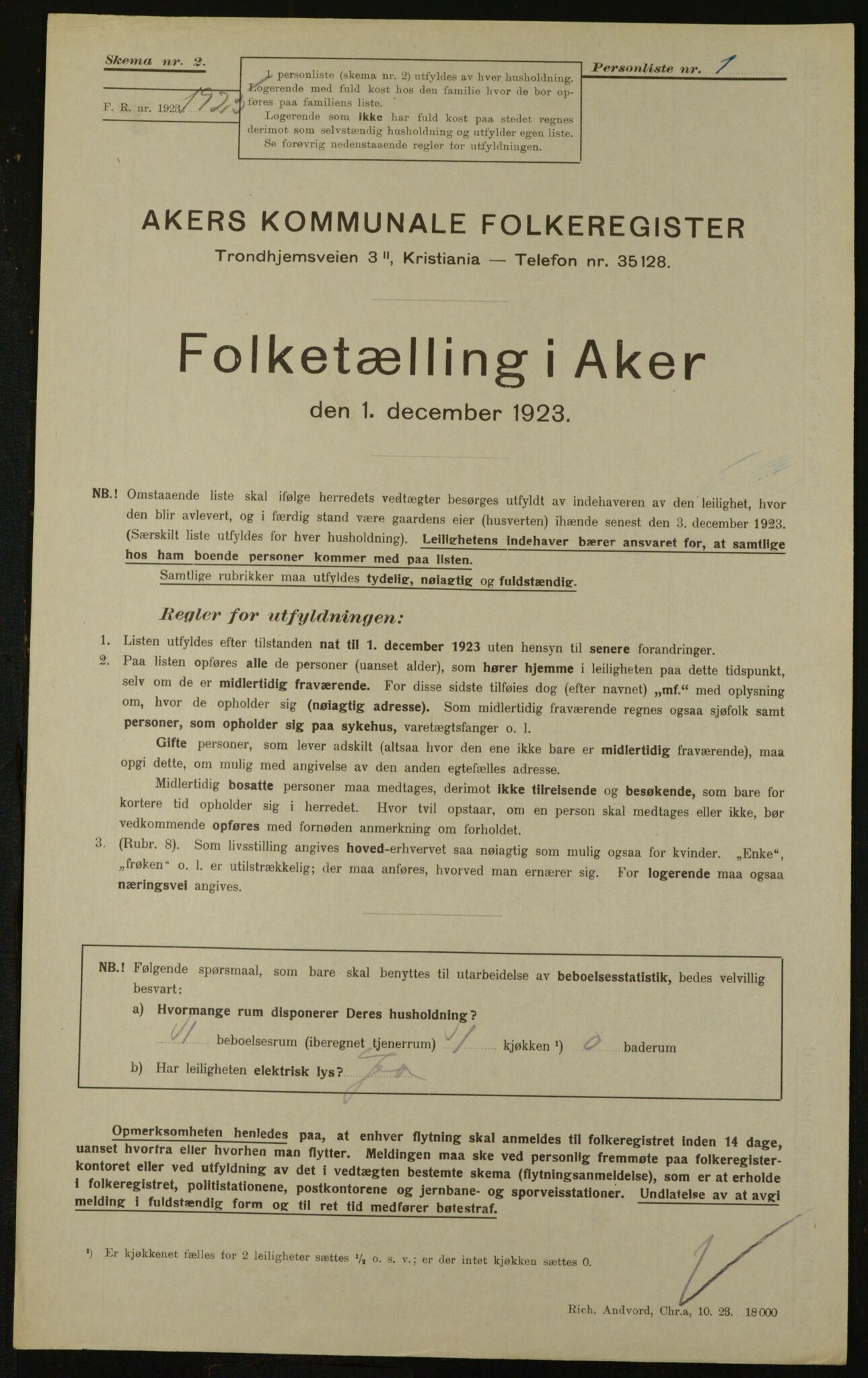 , Municipal Census 1923 for Aker, 1923, p. 34752