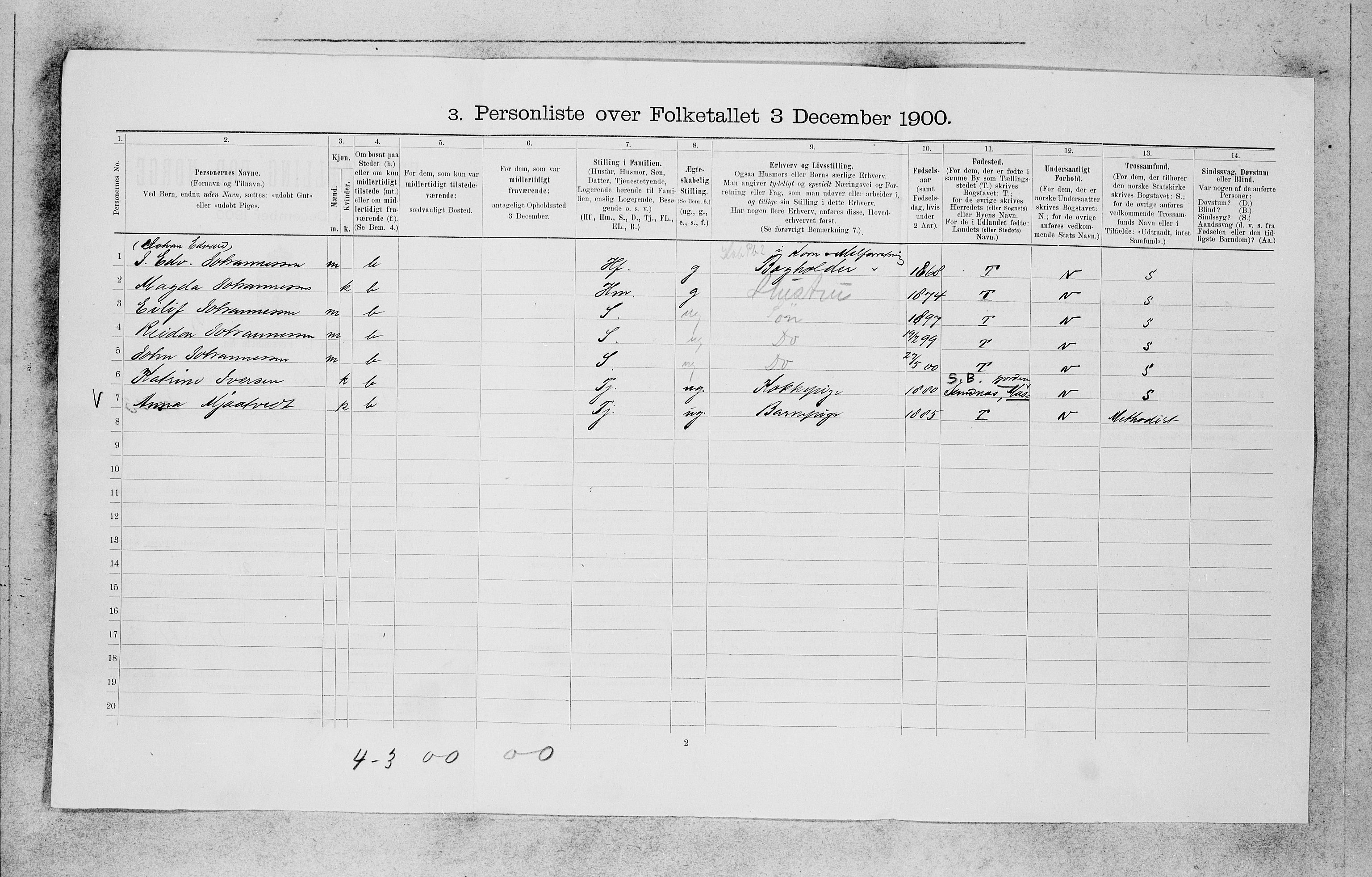 SAB, 1900 census for Bergen, 1900, p. 13669