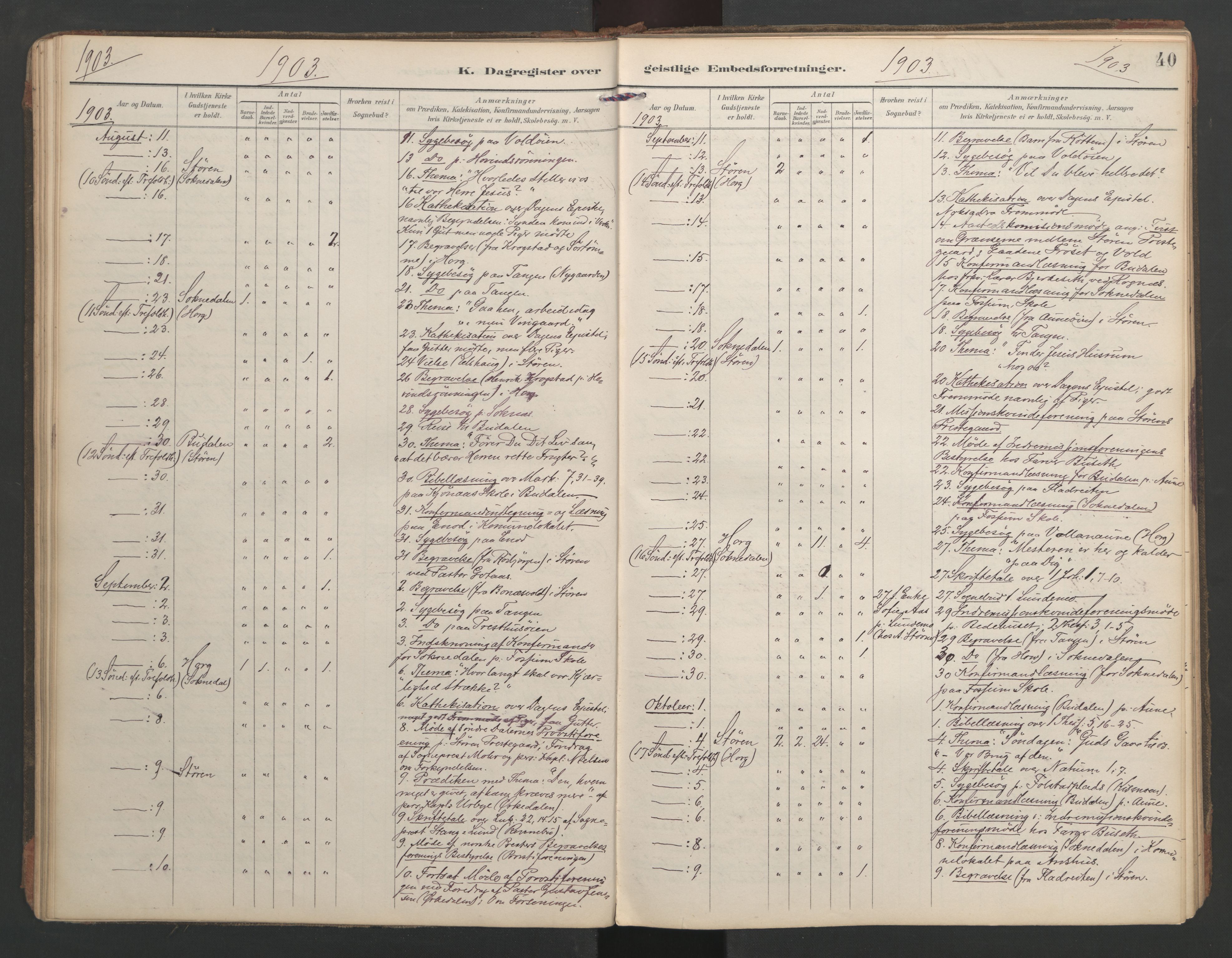 Ministerialprotokoller, klokkerbøker og fødselsregistre - Sør-Trøndelag, SAT/A-1456/687/L1005: Diary records no. 687A11, 1891-1912, p. 40