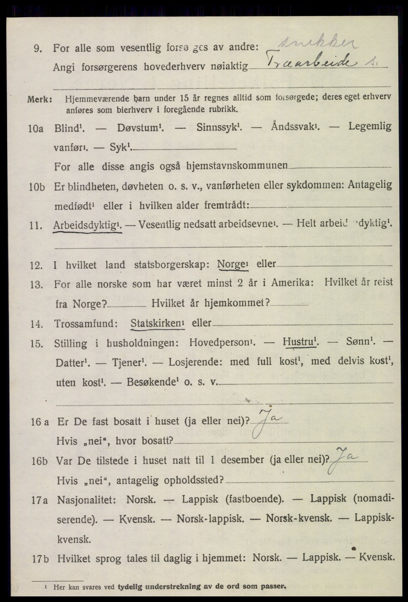 SAT, 1920 census for Ogndal, 1920, p. 2654