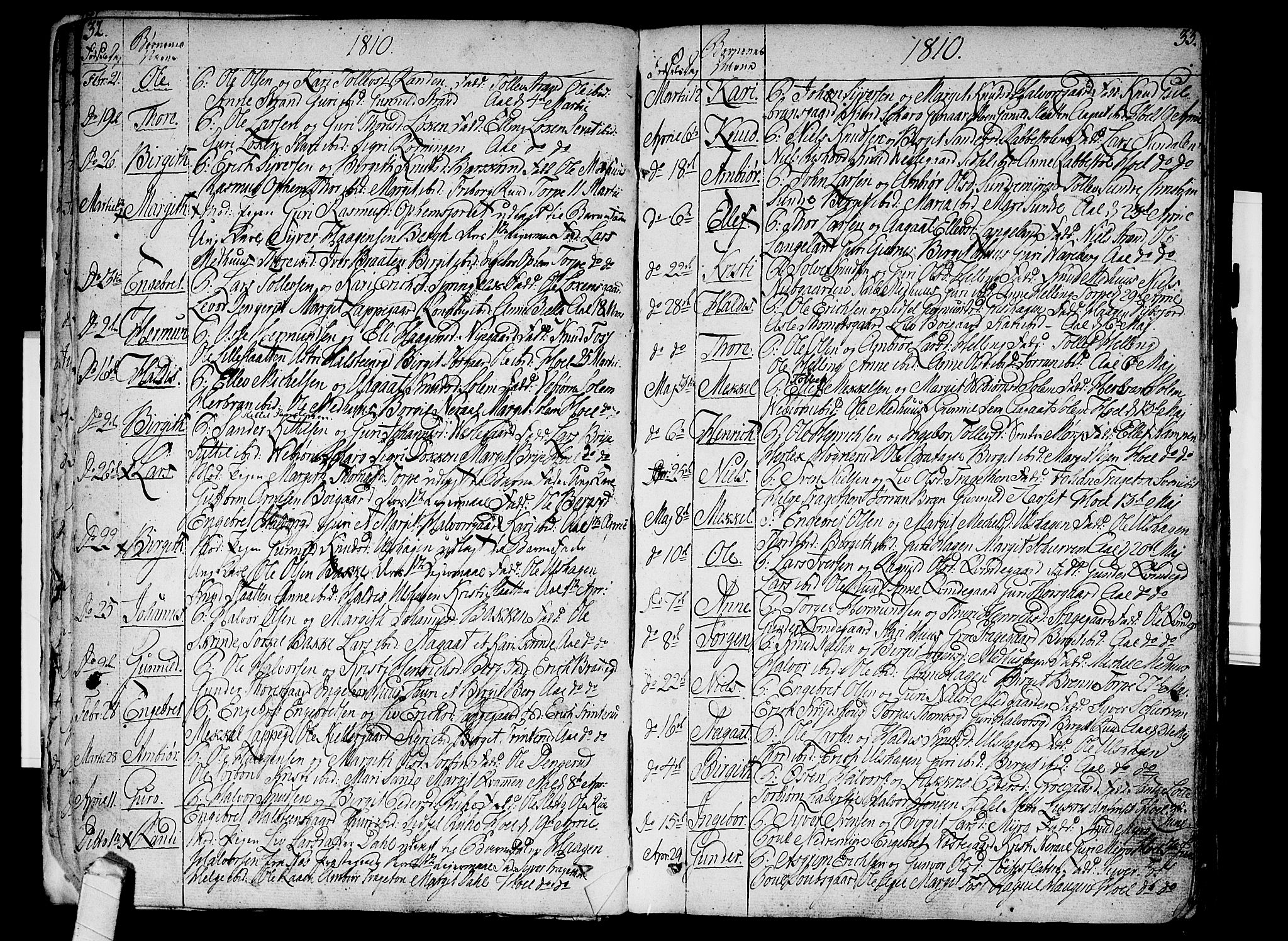Ål kirkebøker, SAKO/A-249/F/Fa/L0003: Parish register (official) no. I 3, 1807-1814, p. 32-33