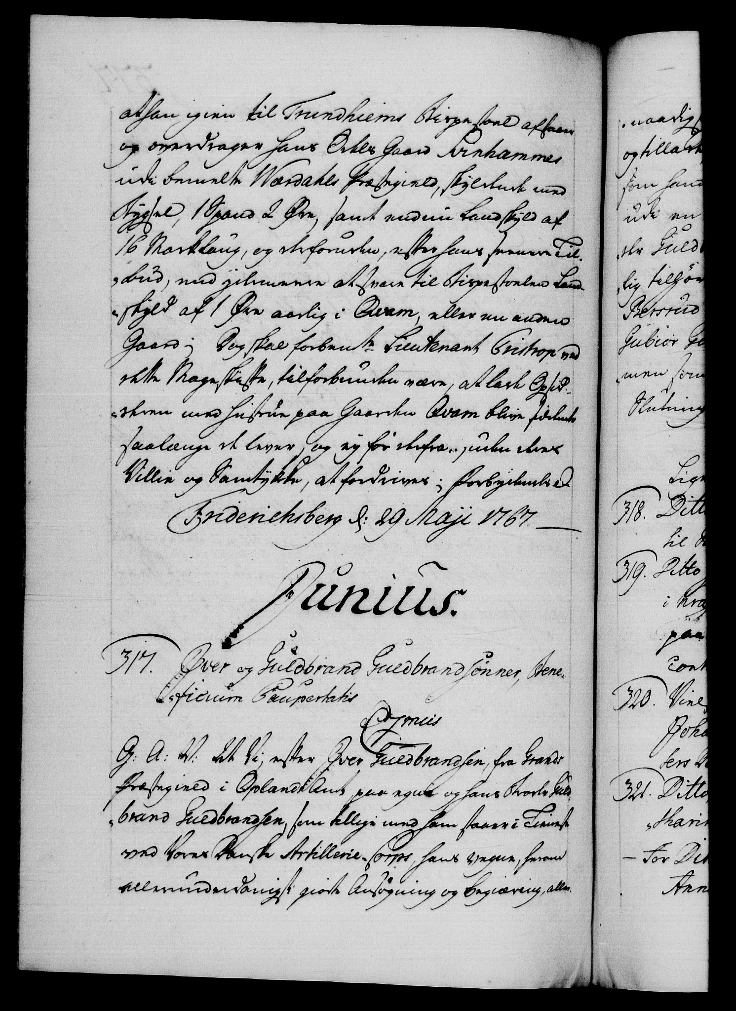 Danske Kanselli 1572-1799, AV/RA-EA-3023/F/Fc/Fca/Fcaa/L0043: Norske registre, 1766-1768, p. 377b