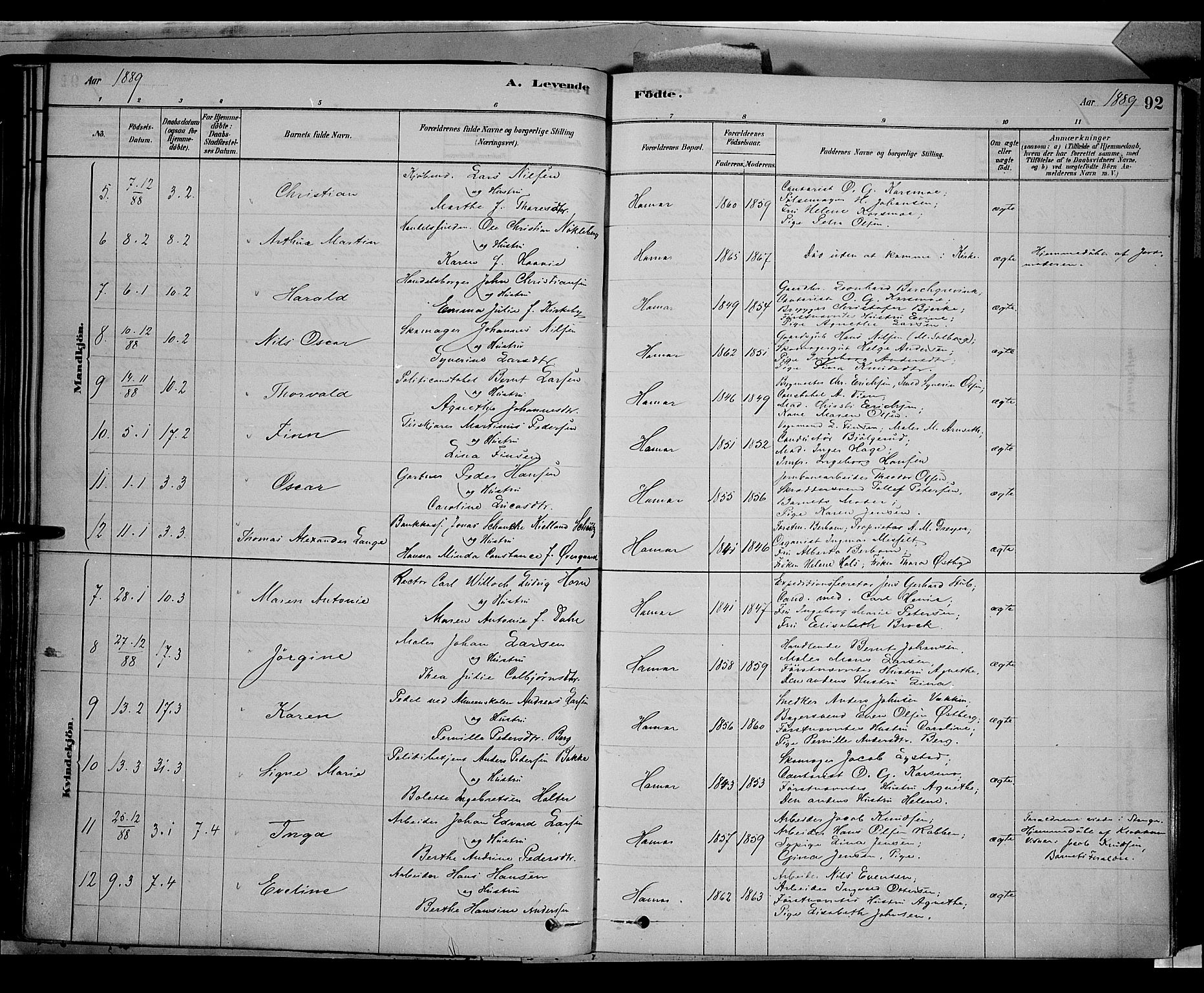 Vang prestekontor, Hedmark, AV/SAH-PREST-008/H/Ha/Haa/L0016: Parish register (official) no. 16, 1878-1889, p. 92