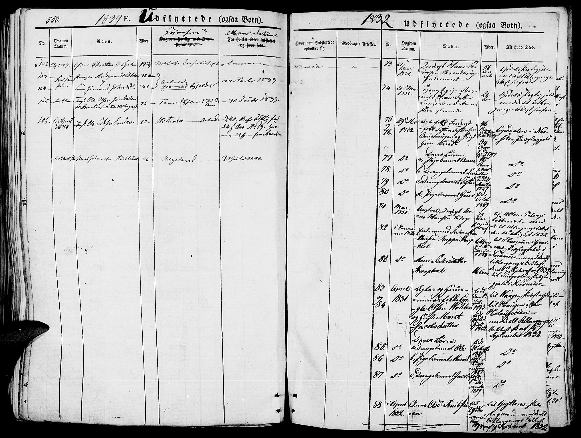 Lesja prestekontor, SAH/PREST-068/H/Ha/Haa/L0005: Parish register (official) no. 5, 1830-1842, p. 550