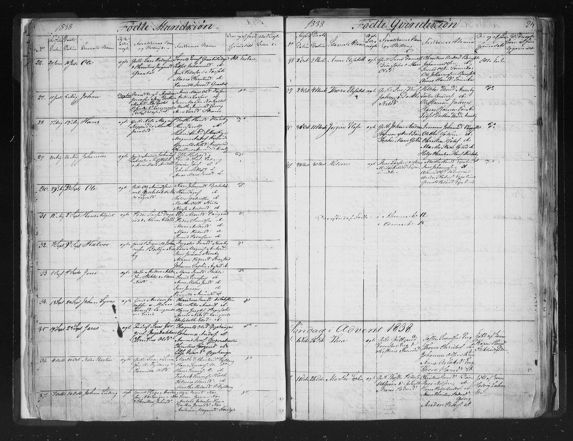 Aremark prestekontor Kirkebøker, AV/SAO-A-10899/F/Fc/L0002: Parish register (official) no. III 2, 1834-1849, p. 24