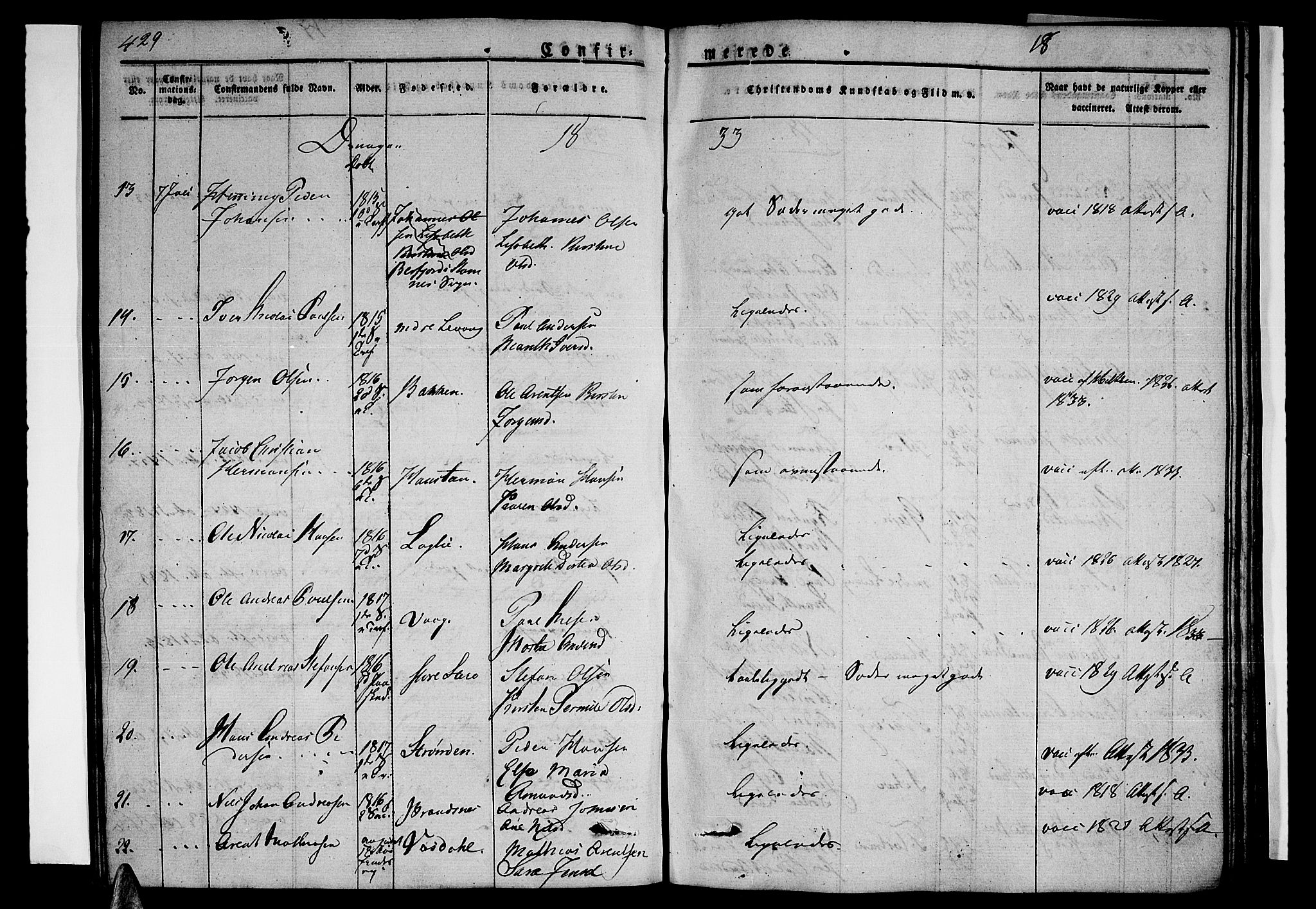 Ministerialprotokoller, klokkerbøker og fødselsregistre - Nordland, AV/SAT-A-1459/838/L0548: Parish register (official) no. 838A06, 1829-1839, p. 429-430